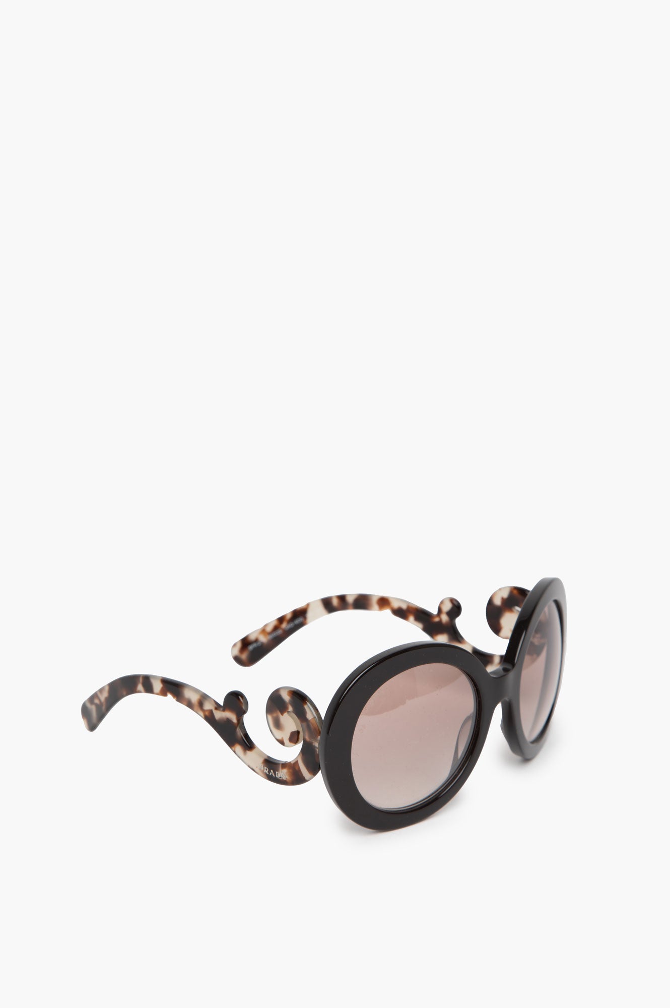 Prada Brown Tortoise Frame Baroque Round Sunglasses Prada