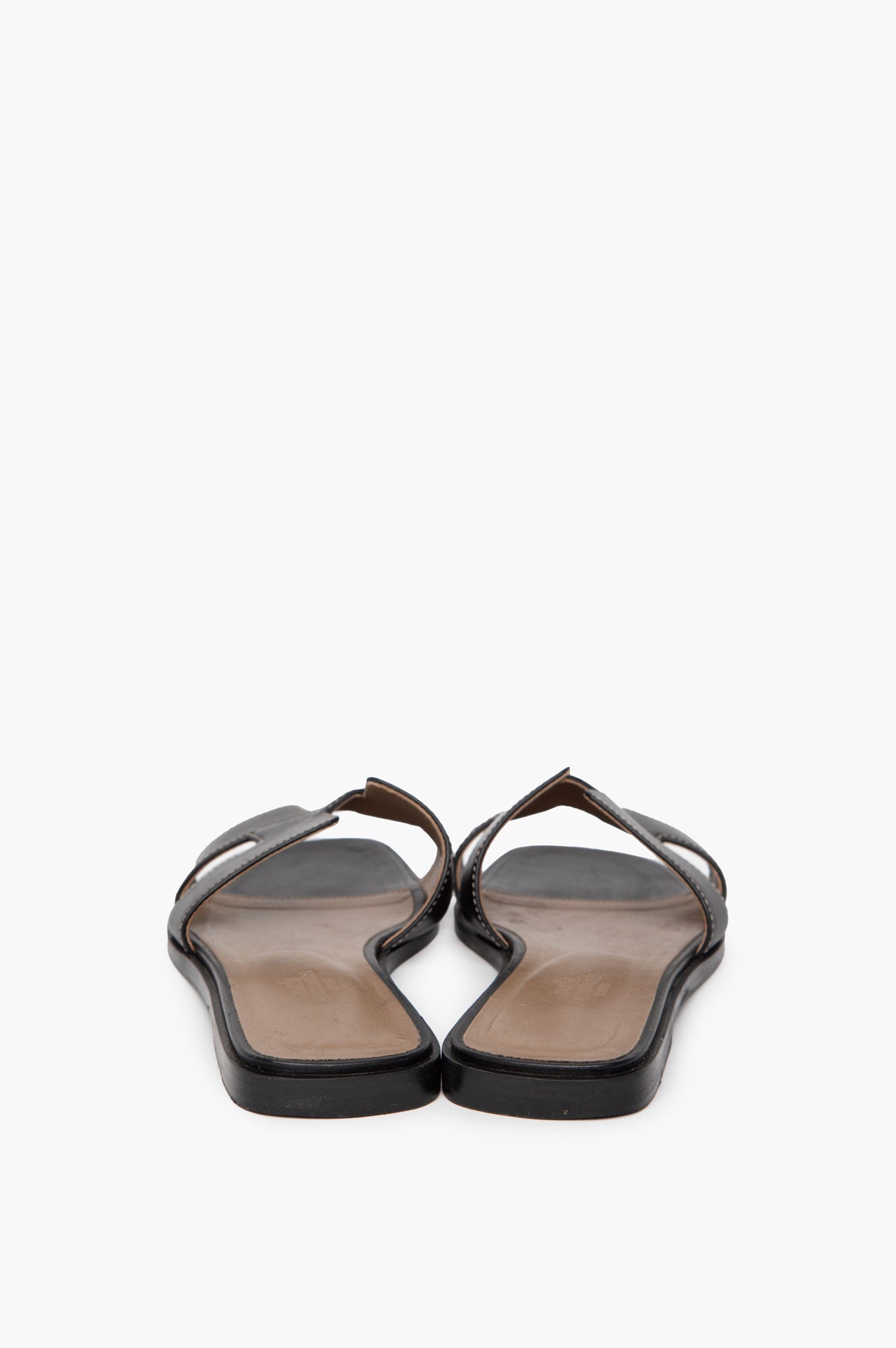 Hermes Black Oran Sandals Size 37.5