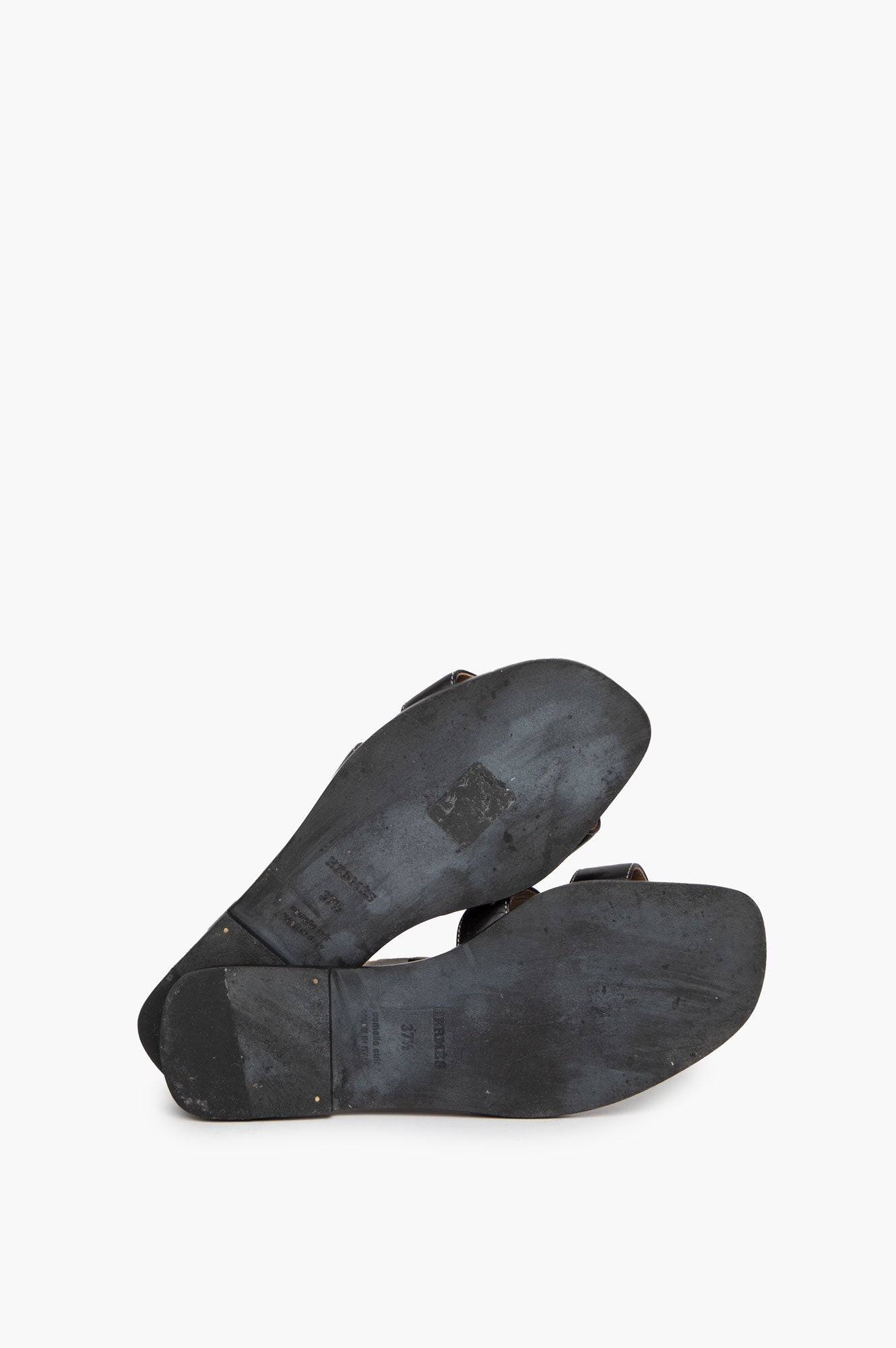 Hermes Black Oran Sandals Size 37.5