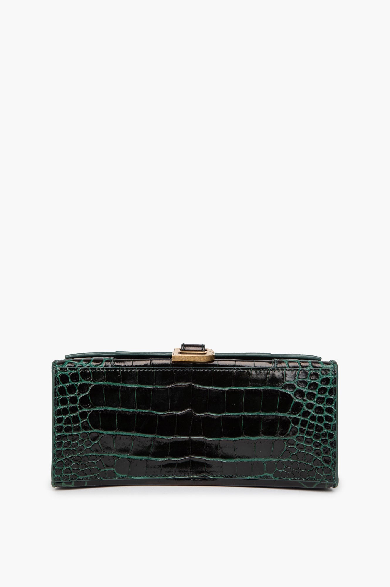Balenciaga Hourglass Croc-Embossed Green Handle Bag