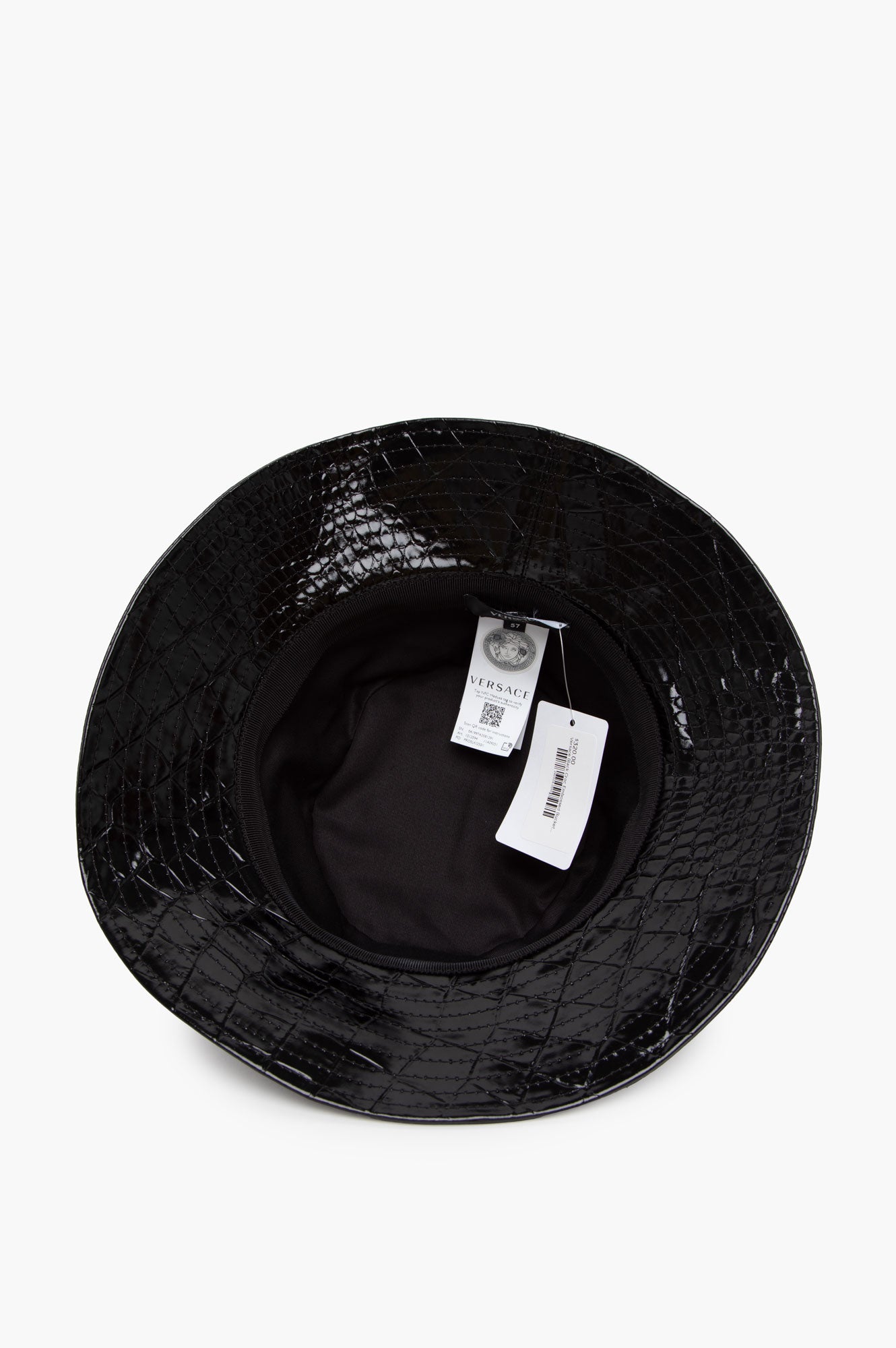 Versace Black Croc Embossed Bucket Hat Size 57