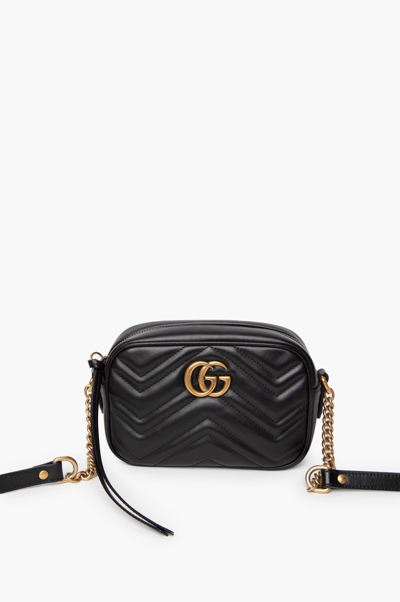 Gucci Black GG Marmont Leather Mini Camera Bag