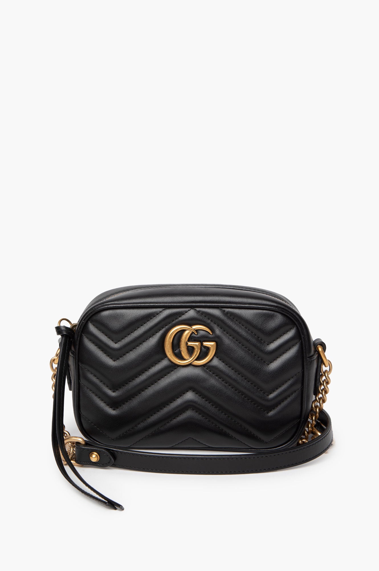 Gucci Black GG Marmont Leather Mini Camera Bag