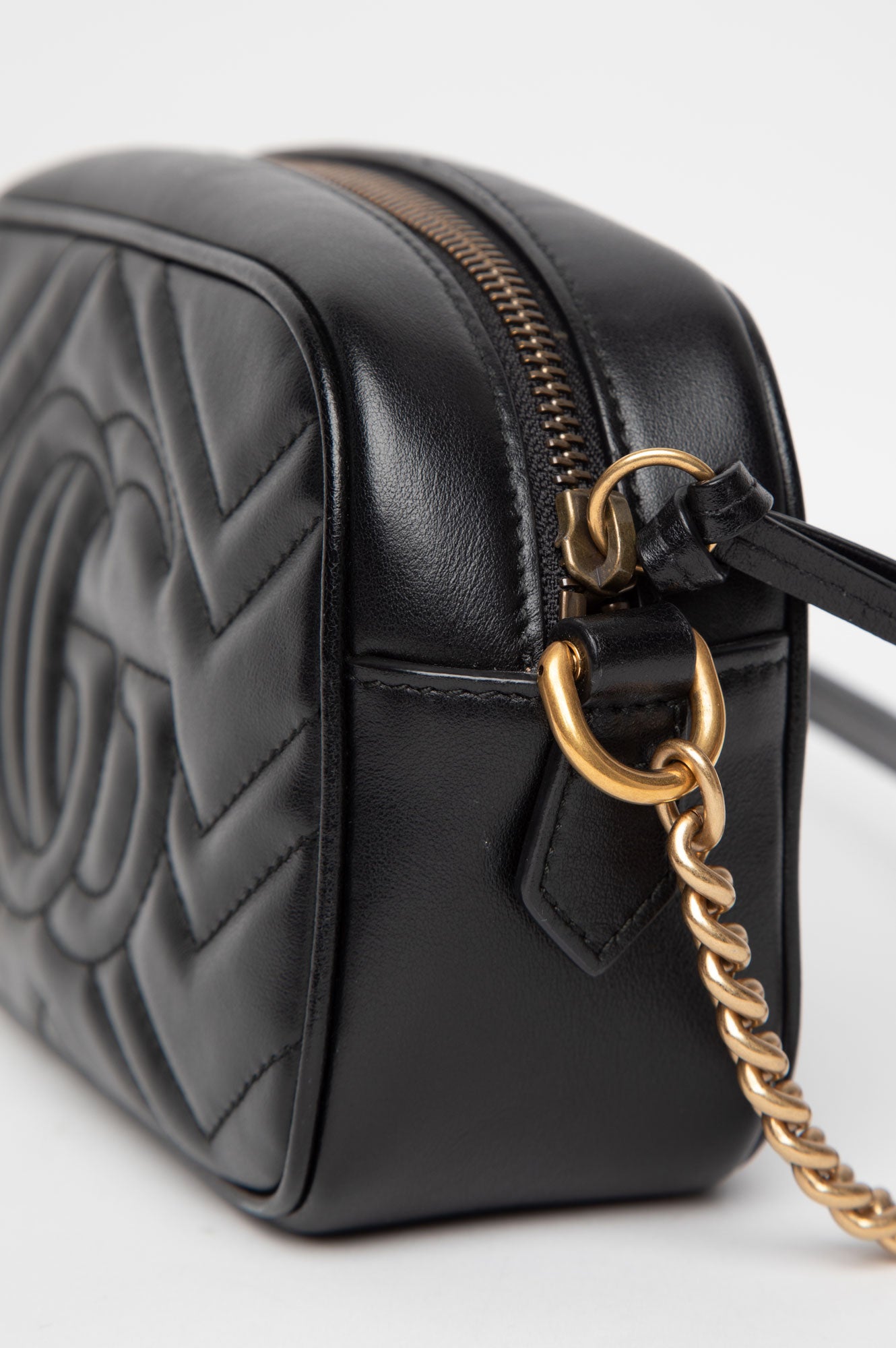 Gucci Black GG Marmont Leather Mini Camera Bag