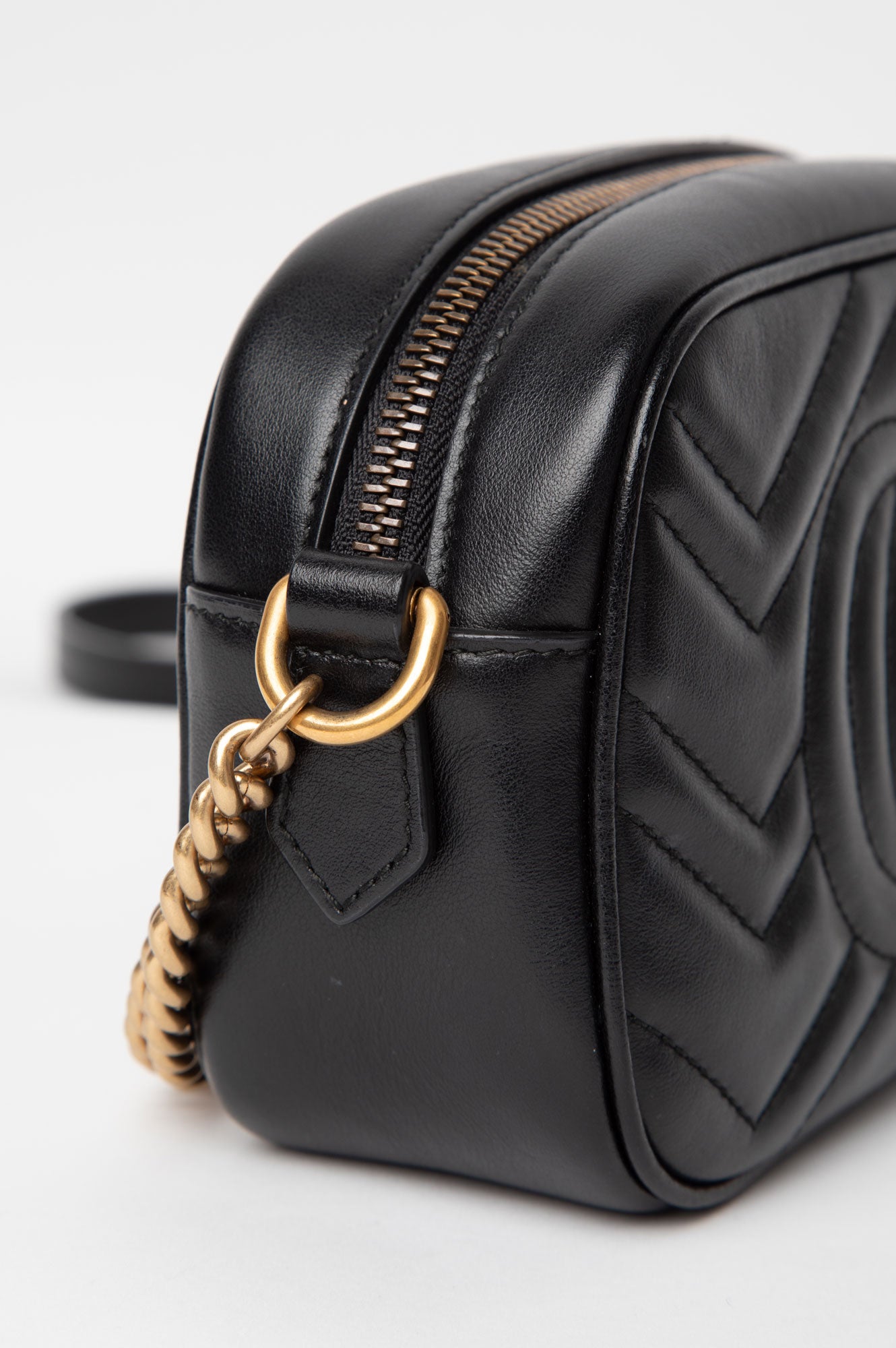 Gucci Black GG Marmont Leather Mini Camera Bag