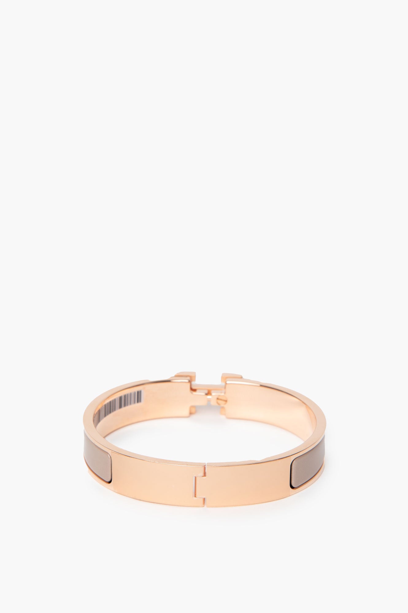 Hermes Rose Gold Marron Click H Bracelet Size GM