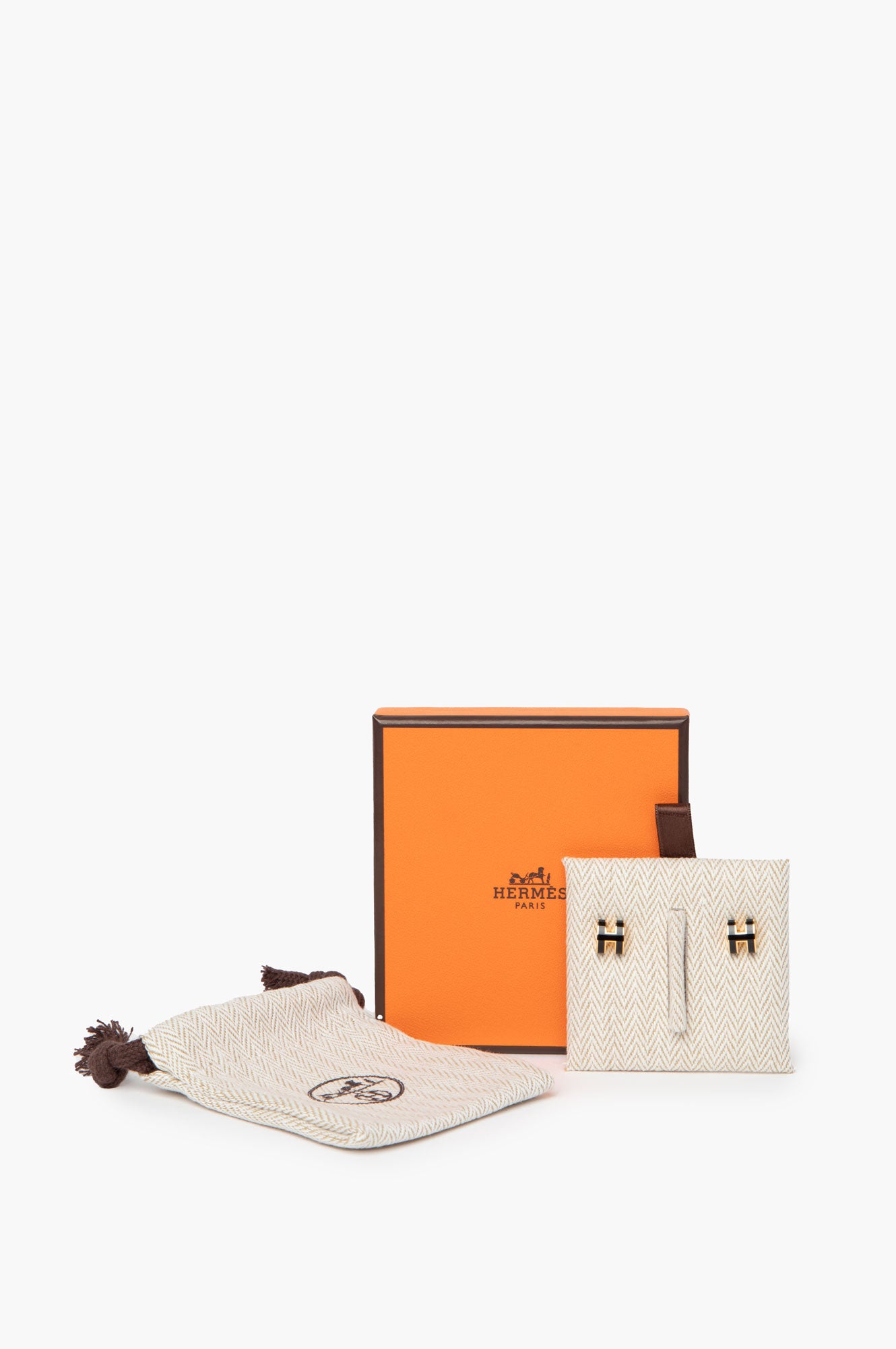Hermes Pop H Gold Black Earrings
