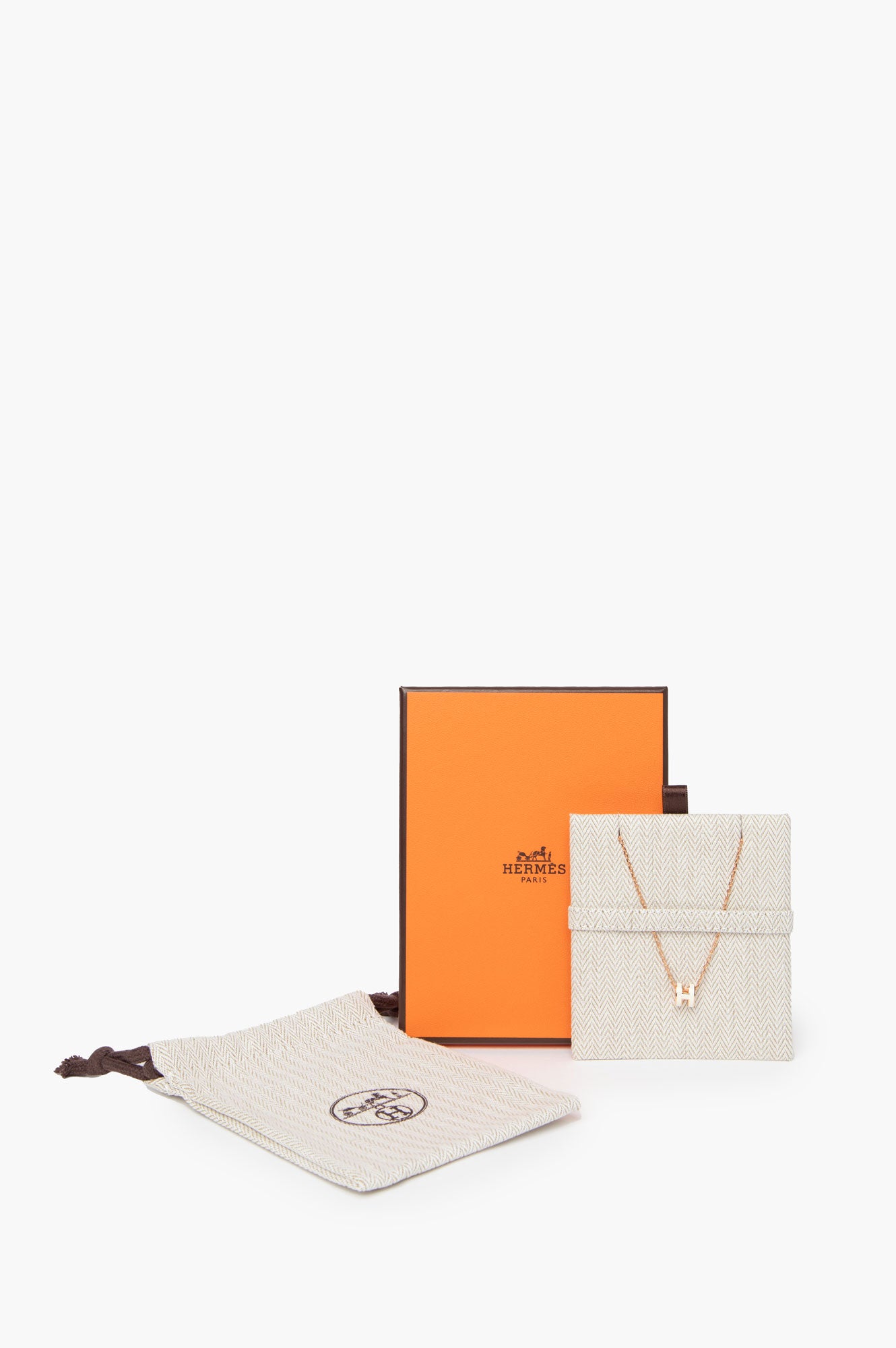 Hermes Mini Pop H Rose Gold White Necklace