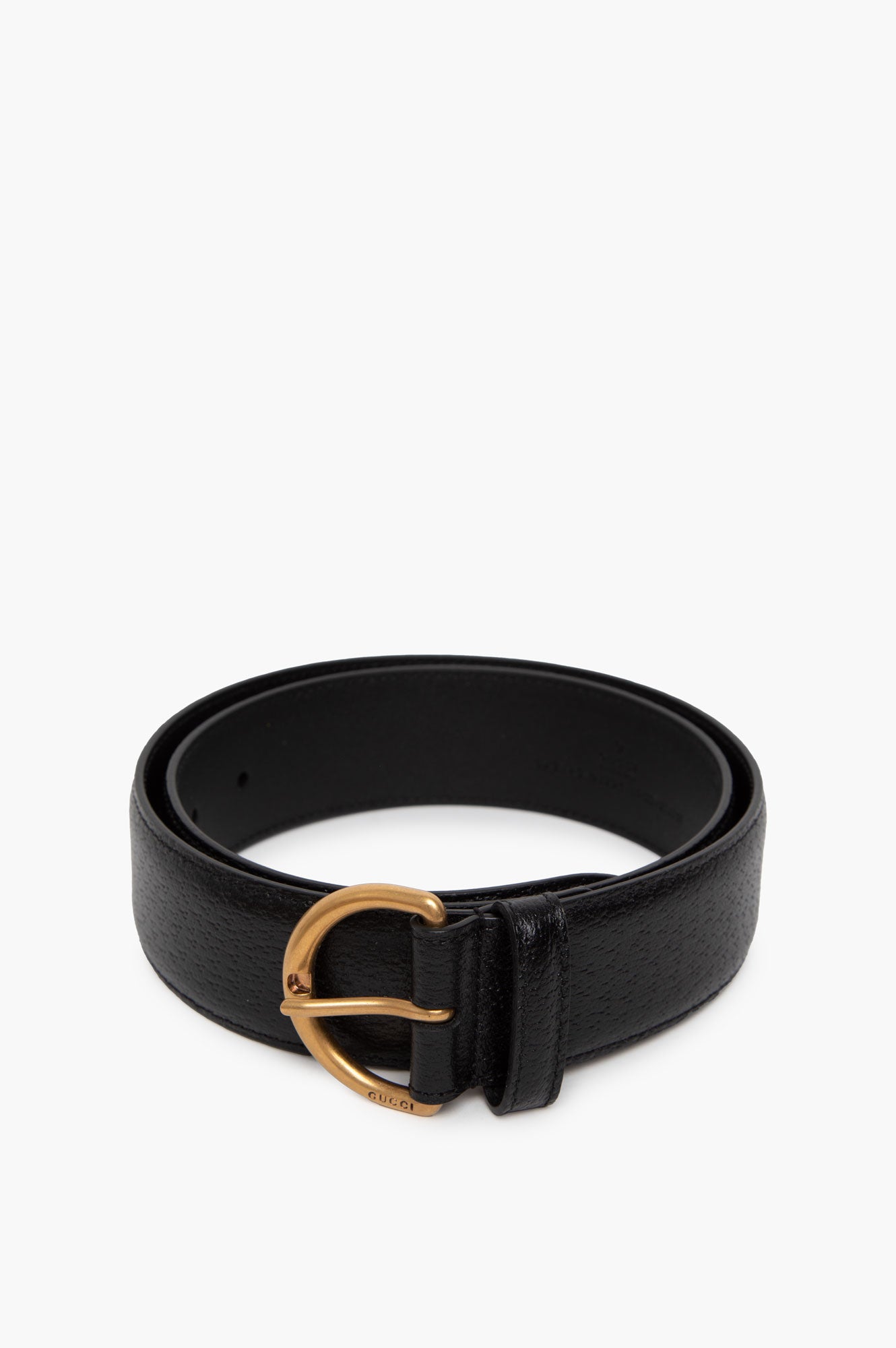 Gucci Black Leather Belt with Gold Buckle 80cm