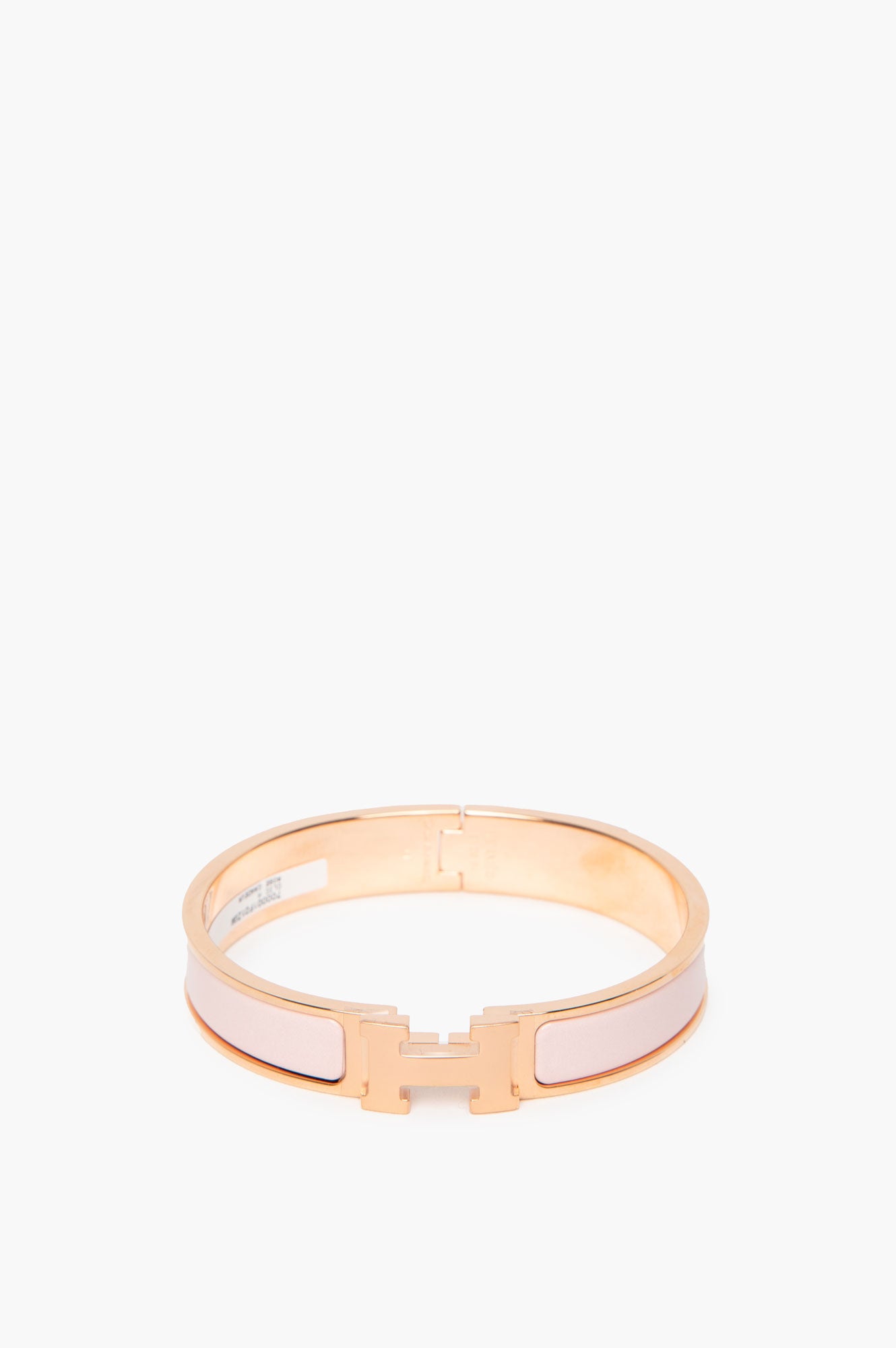 Hermes Pink Rose Gold Clic H Bracelet Size GM