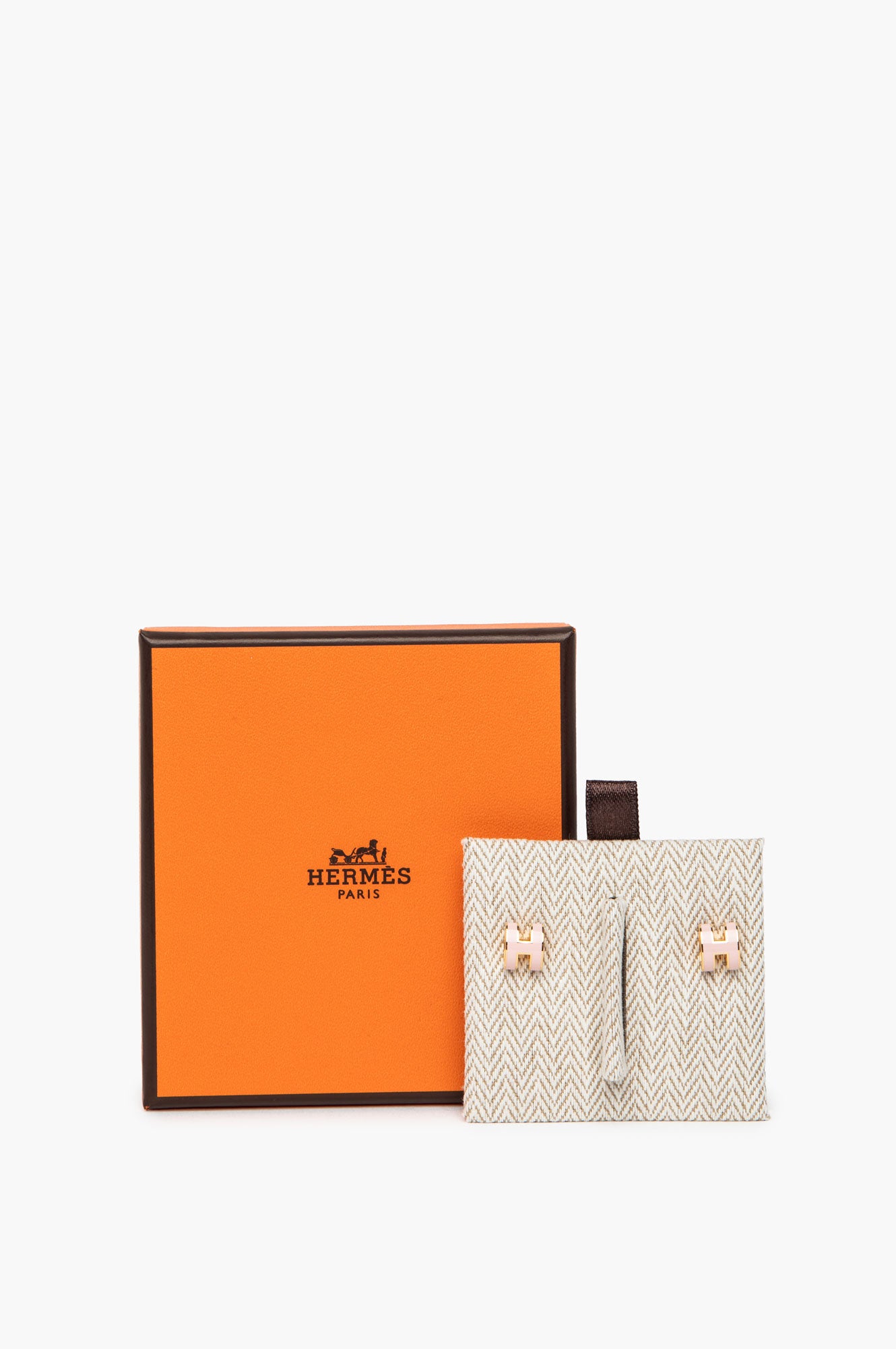 Hermes Pink Gold Mini Pop H Earrings