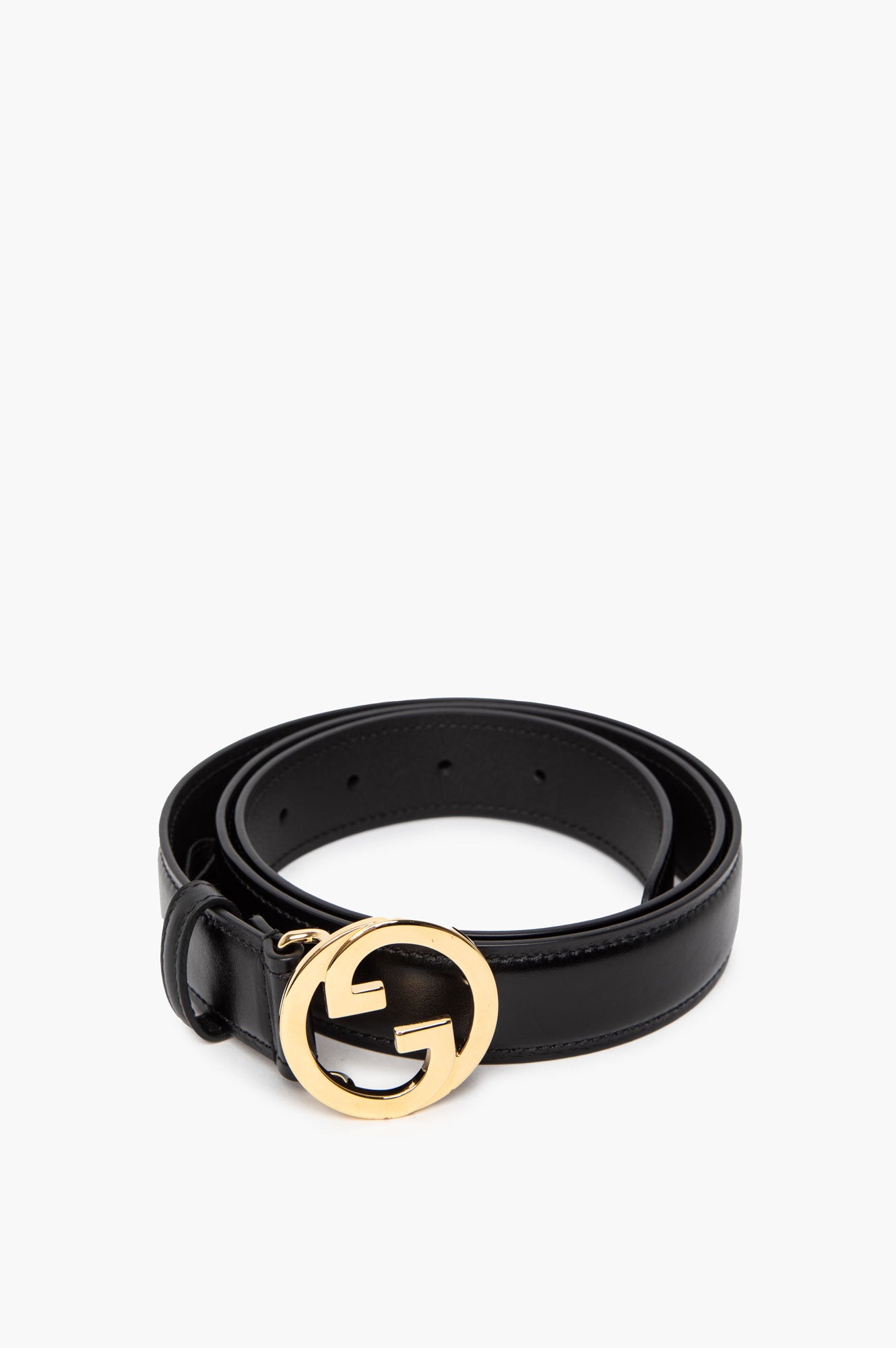 Gucci Black GG Leather Belt Size 90