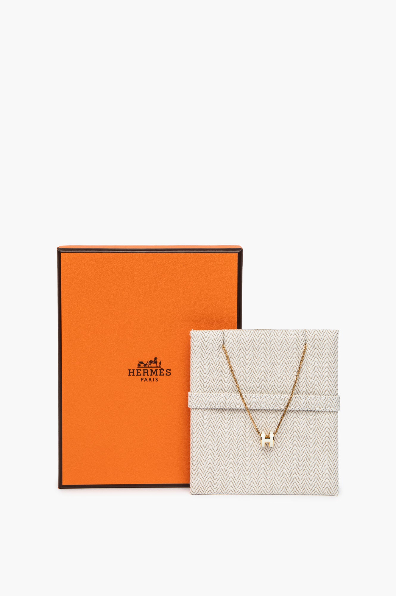 Hermes White Gold Mini Pop H Necklace
