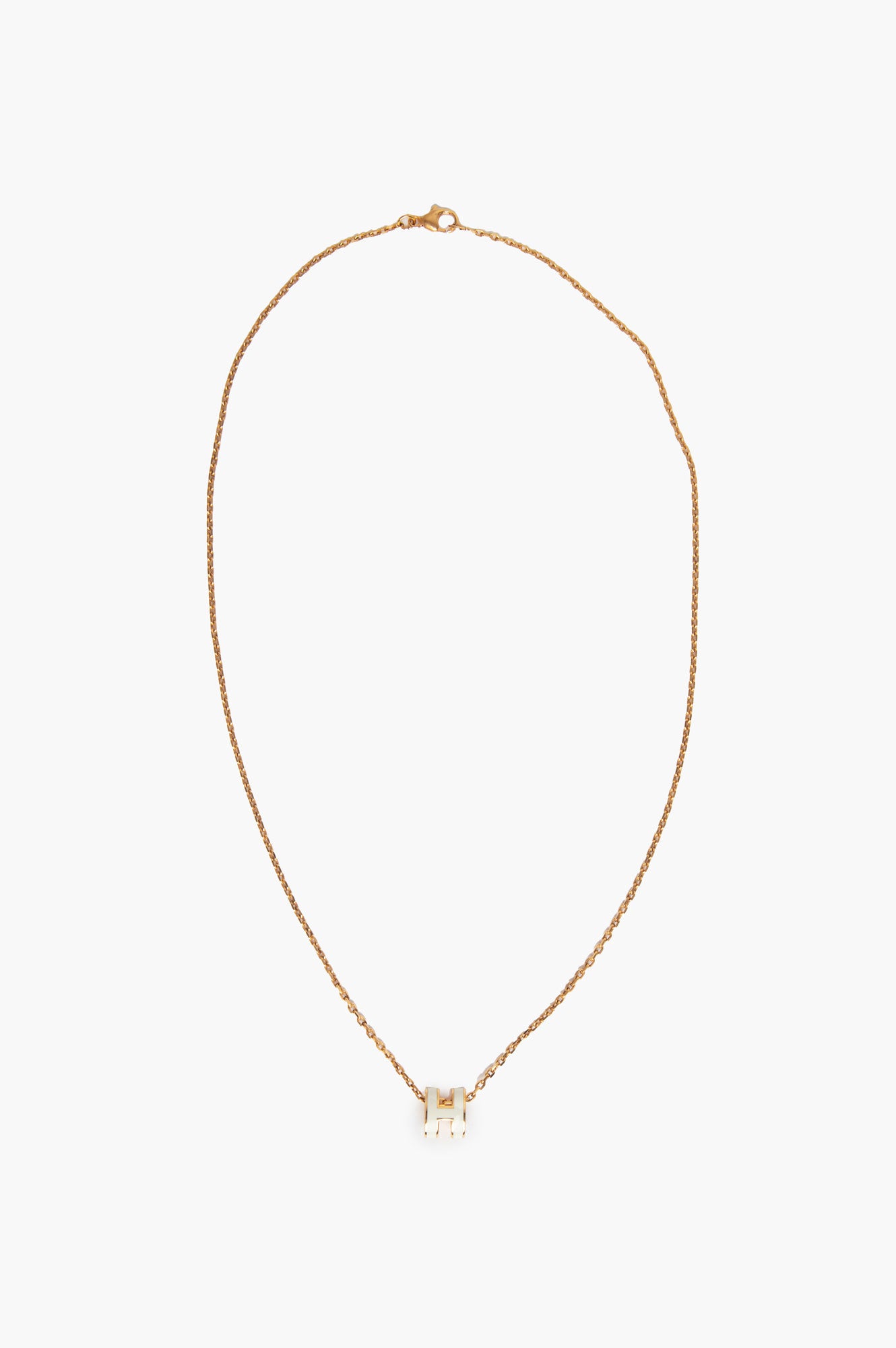 Hermes White Gold Mini Pop H Necklace