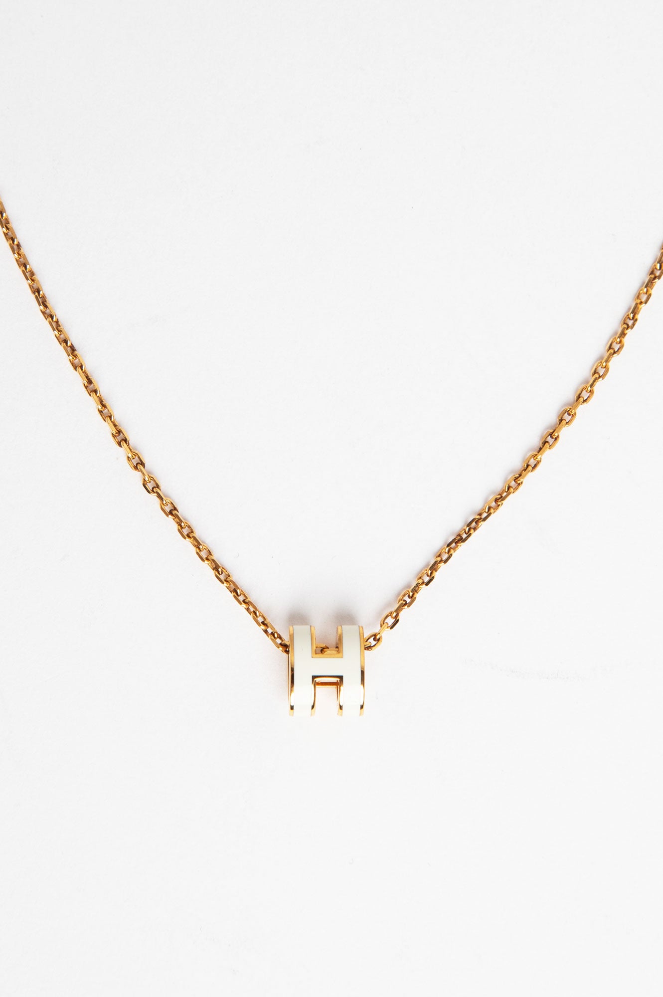 Hermes White Gold Mini Pop H Necklace