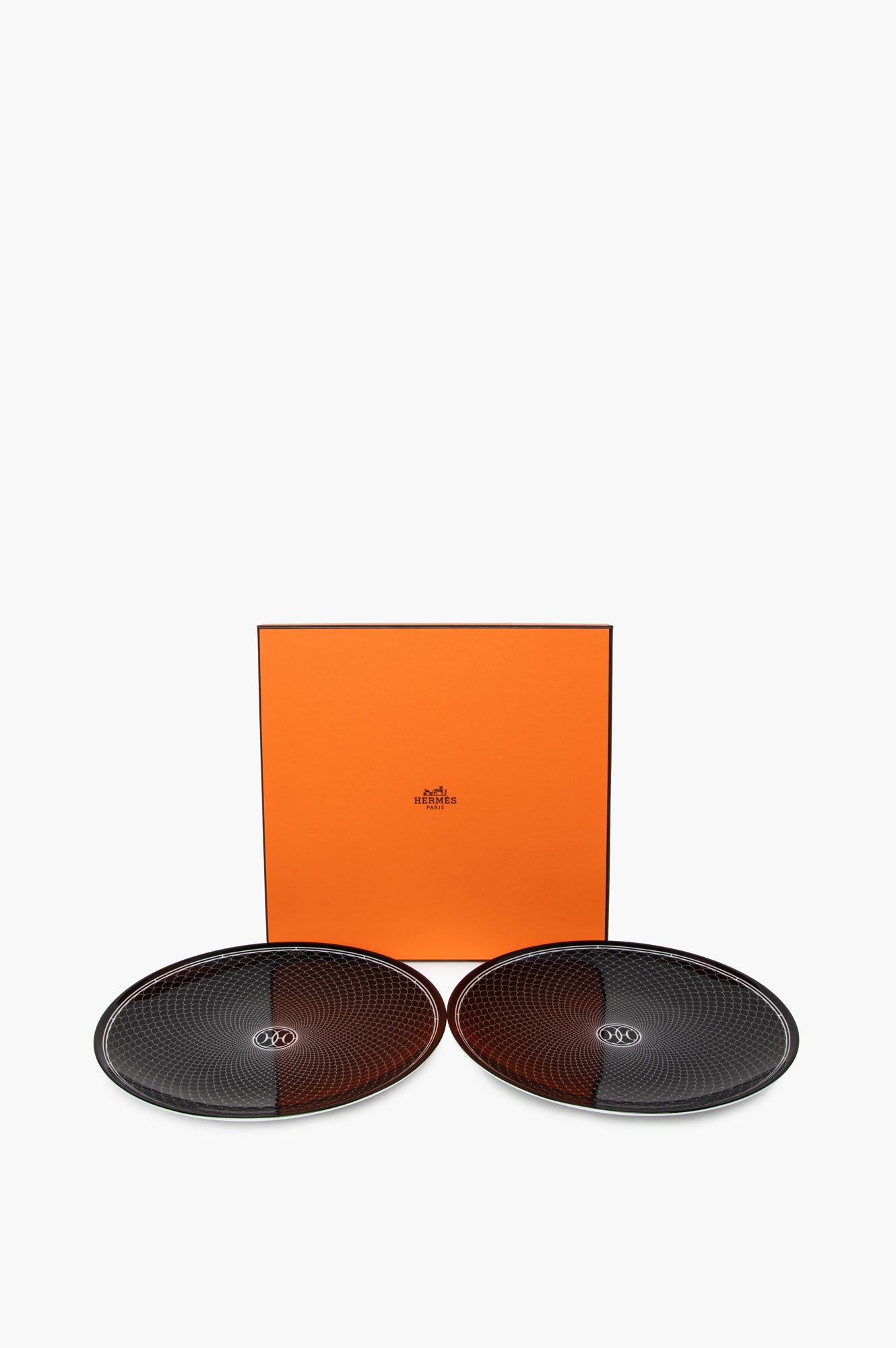 Hermes Black H Deco Dessert Plate Set of 2