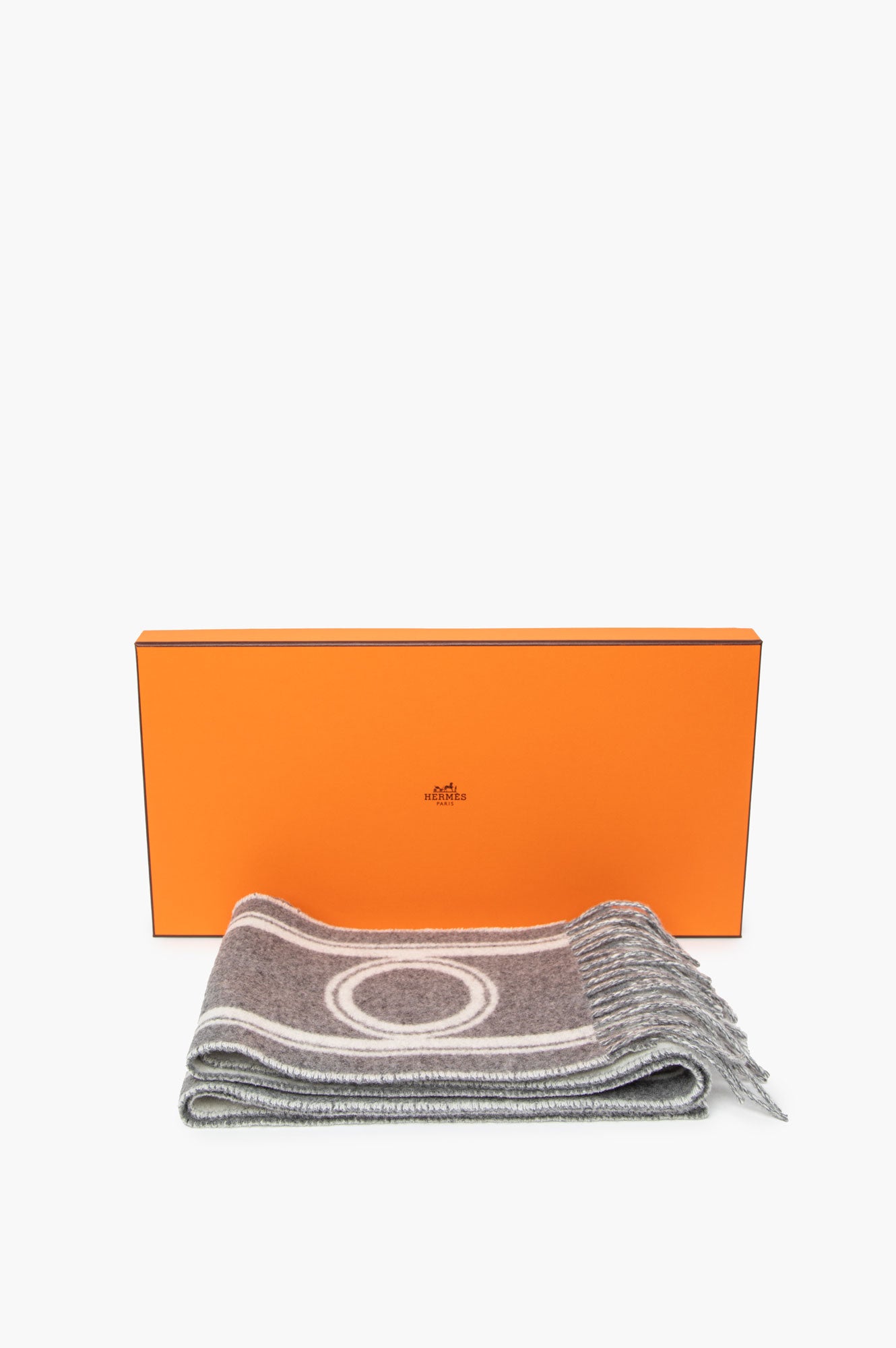 Hermes Grey Casaque Bande De Repos Scarf