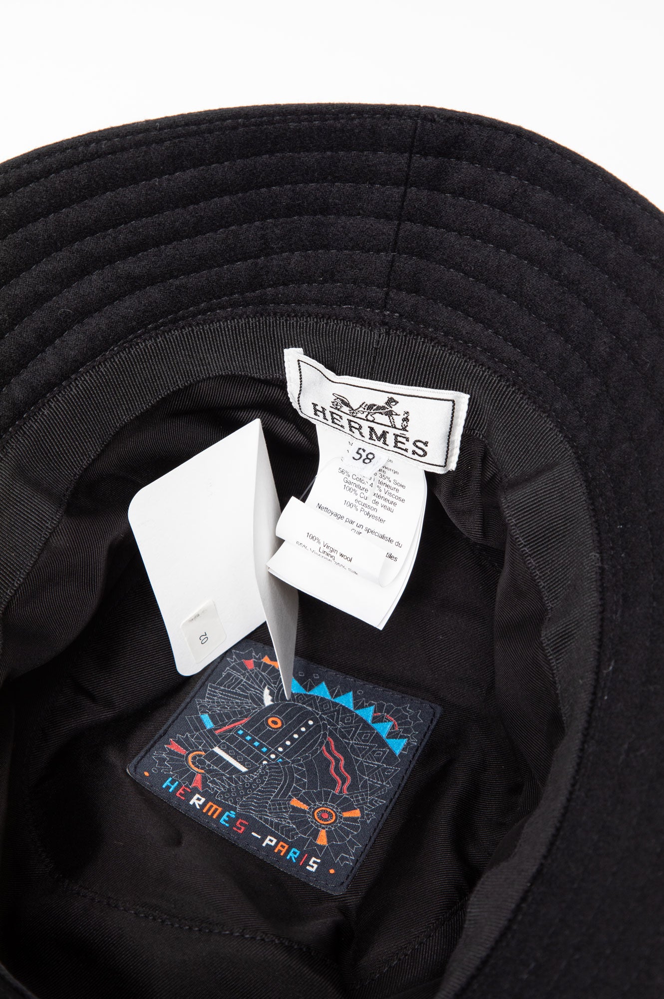 Hermes Black Cashmere Bucklet Hat Size 58