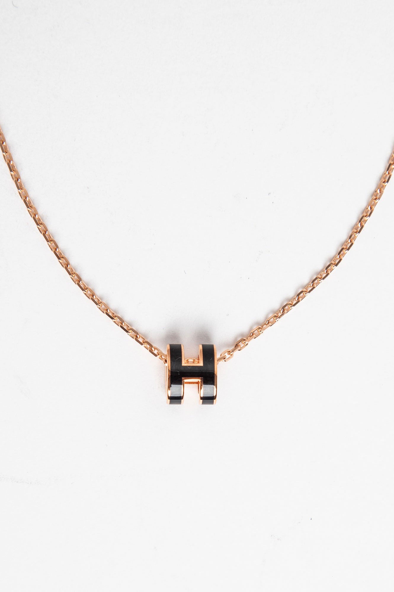 Hermes Black Rose Gold Mini Pop H Necklace