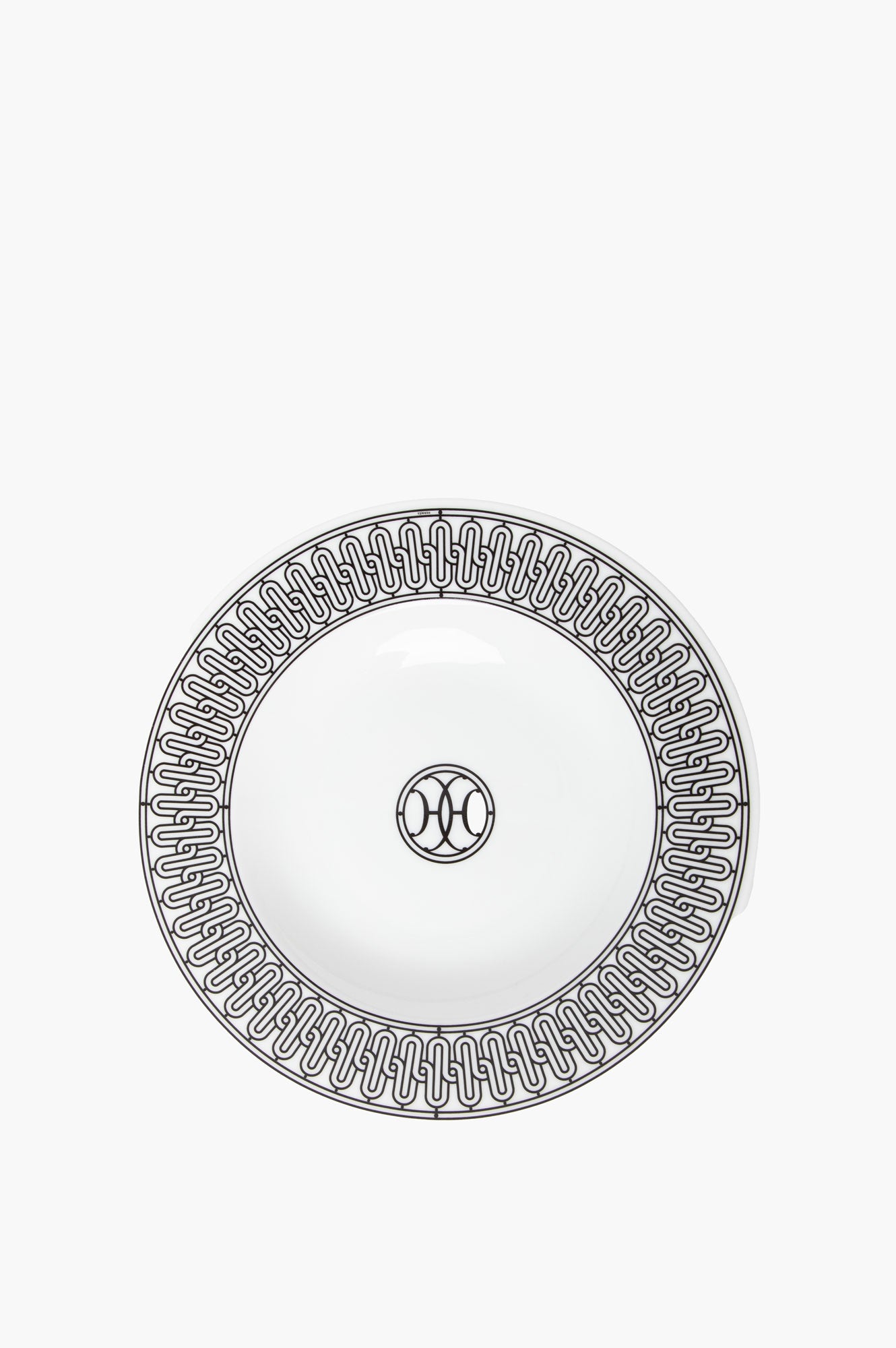 Hermes White H Deco Round Deep Platter Set of 2