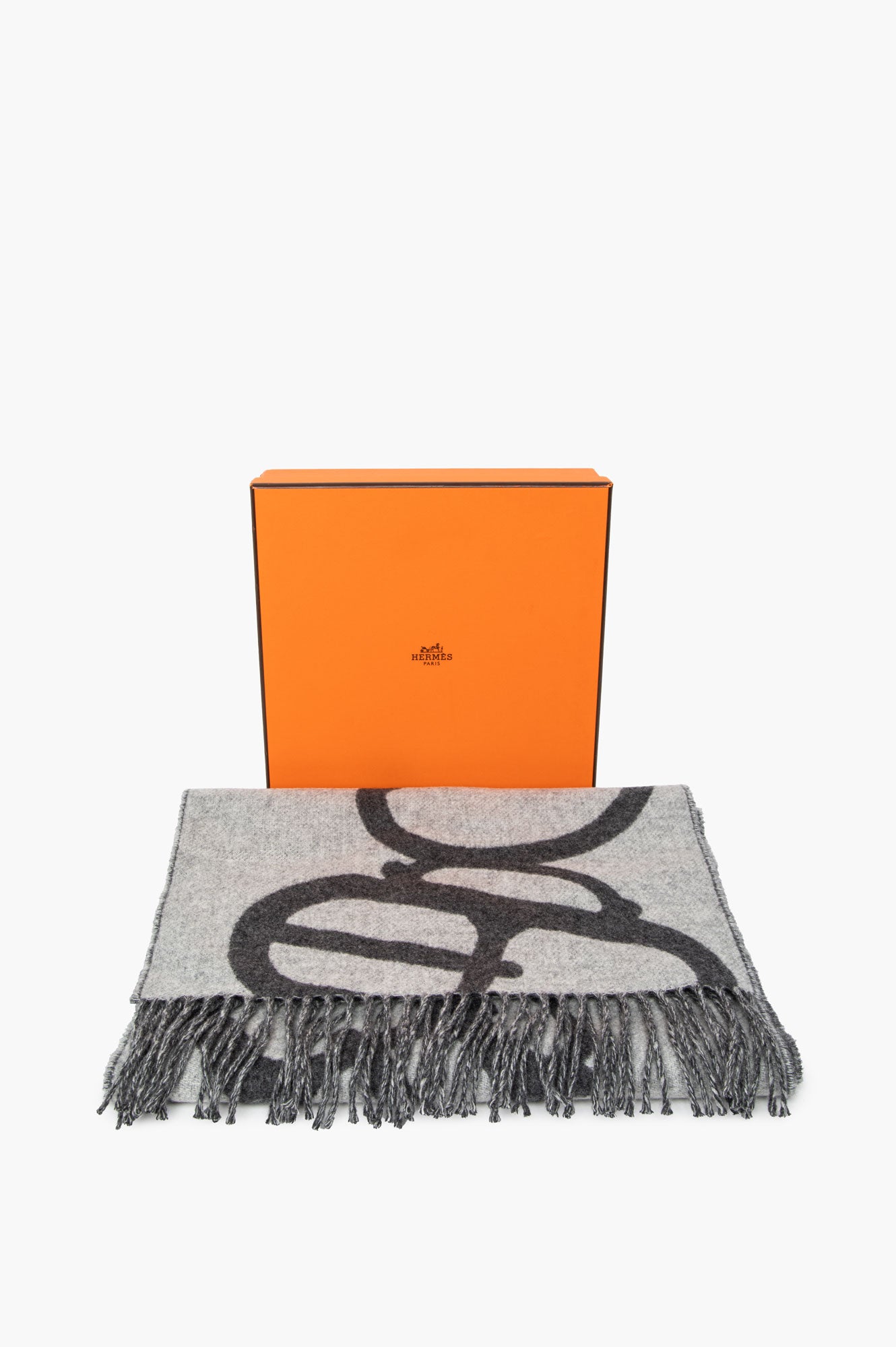 Hermes Grey Casaque Mors Scarf