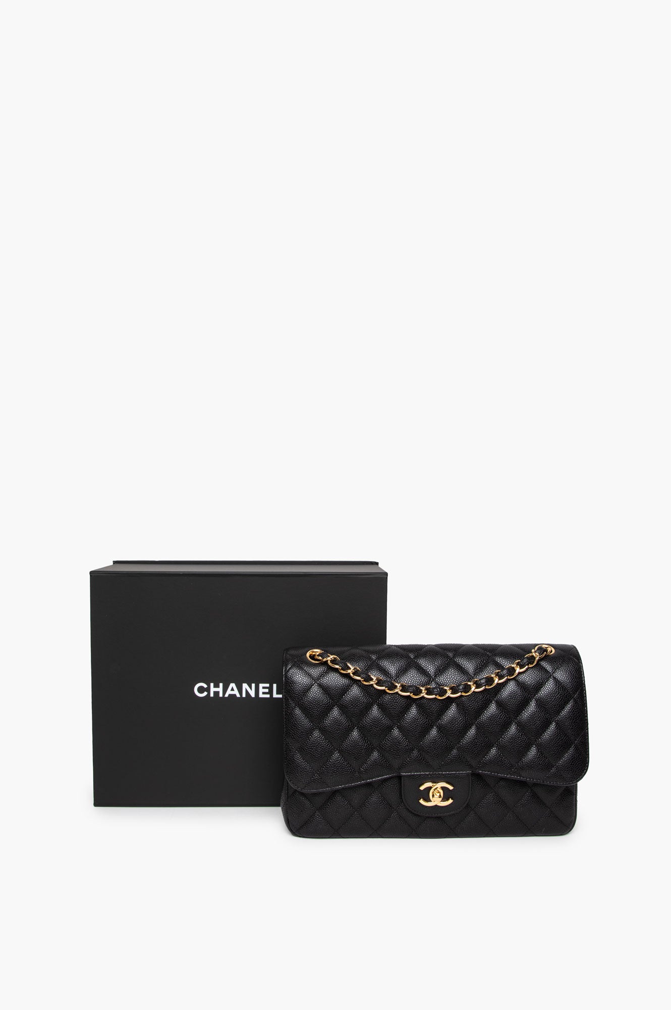 Chanel Black Caviar Jumbo Classic Flap Bag