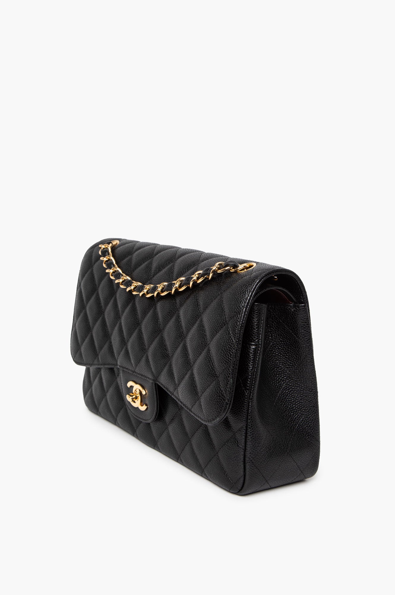 Chanel Black Caviar Jumbo Classic Flap Bag