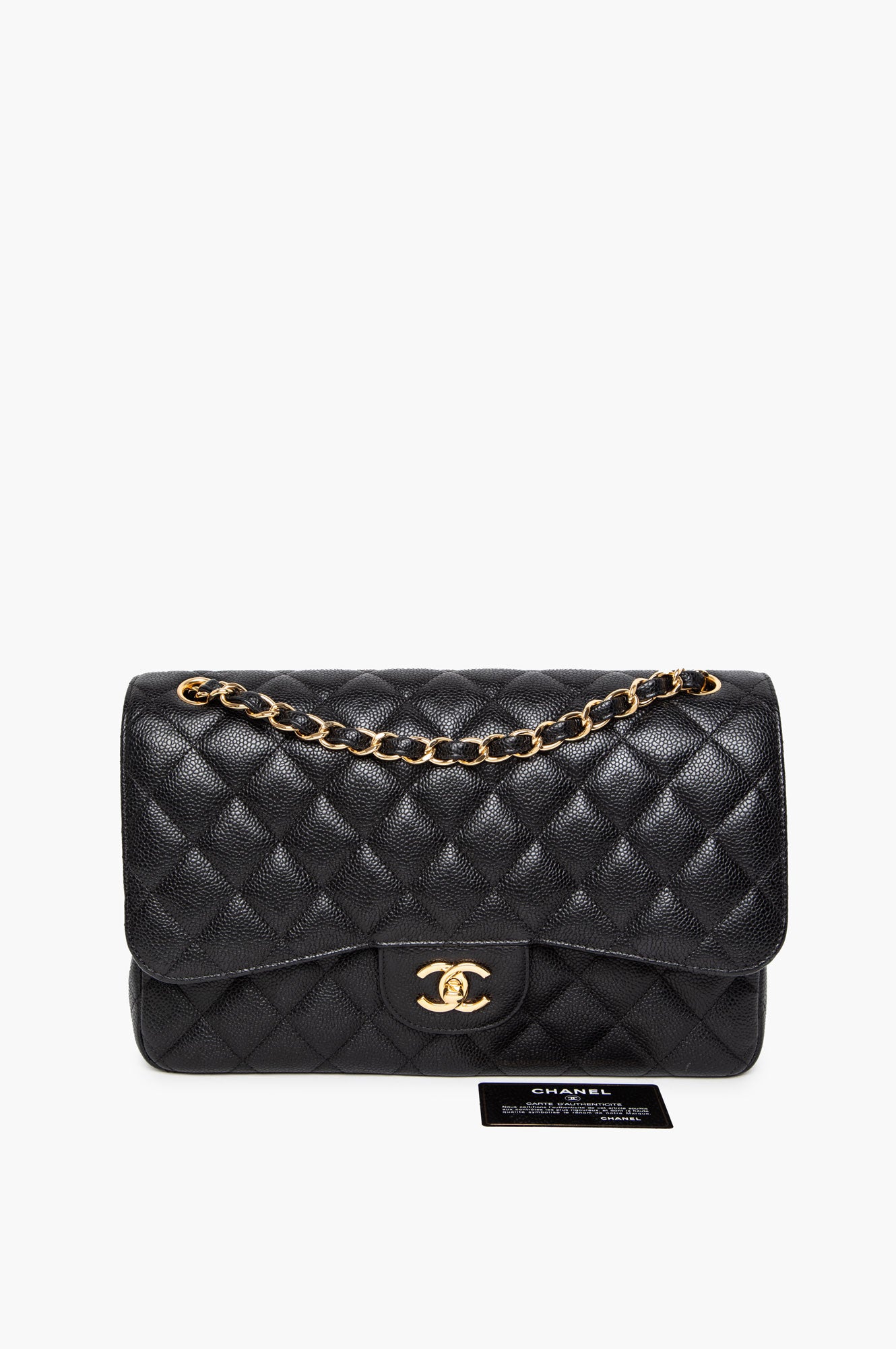 Chanel Black Caviar Jumbo Classic Flap Bag
