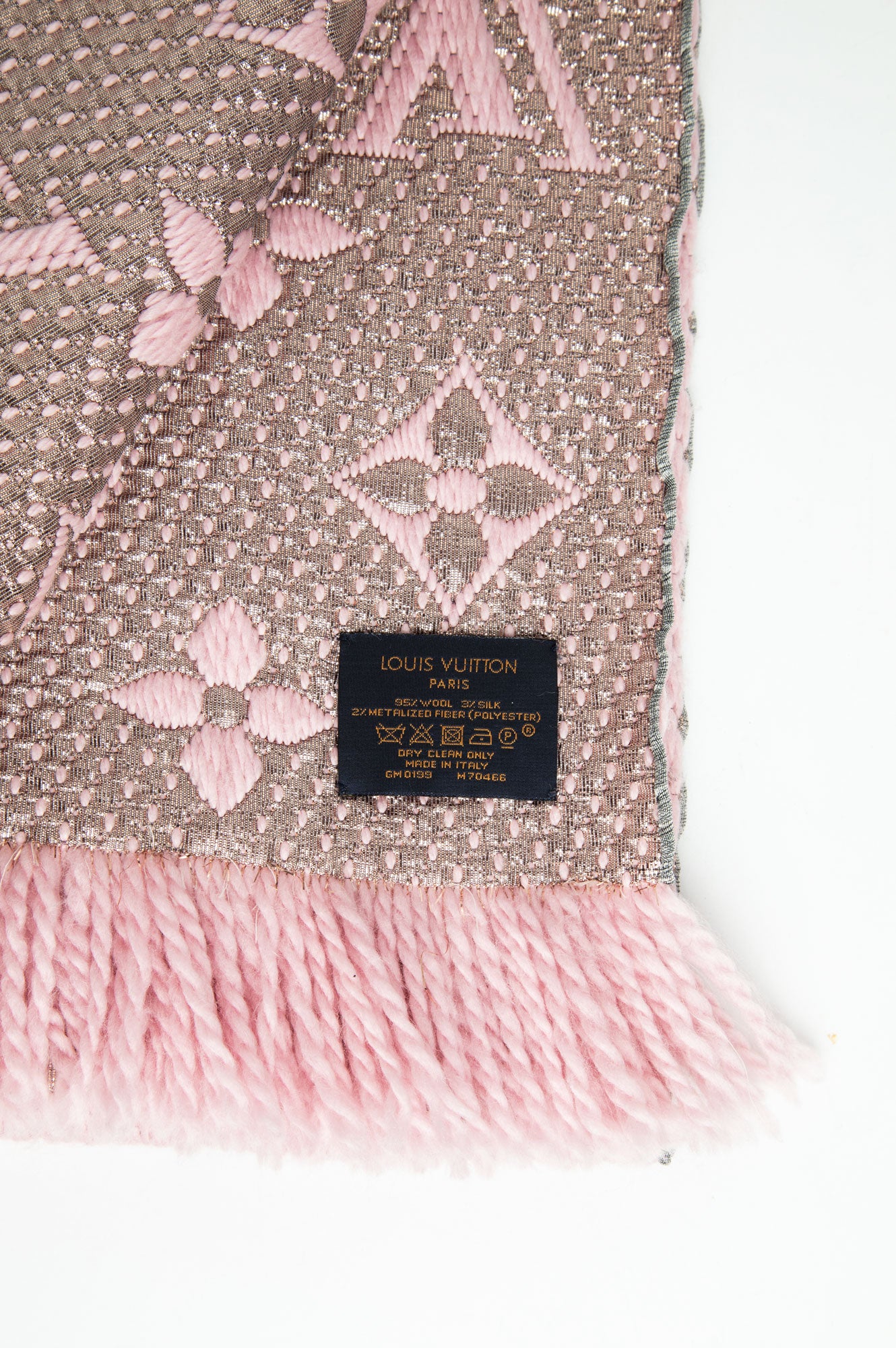 Louis Vuitton Pink Monogram Shine Wool Scarf