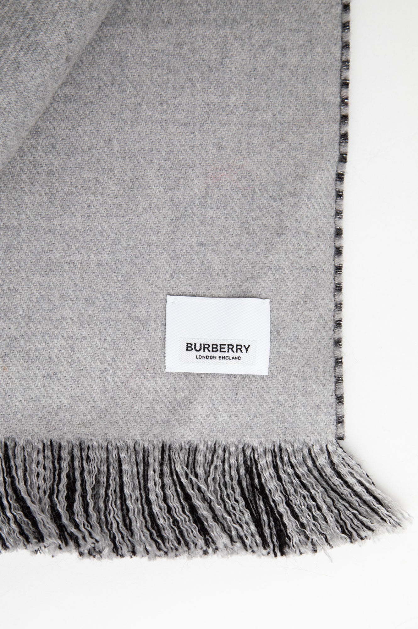Burberry Black and Silver Wool Scarf