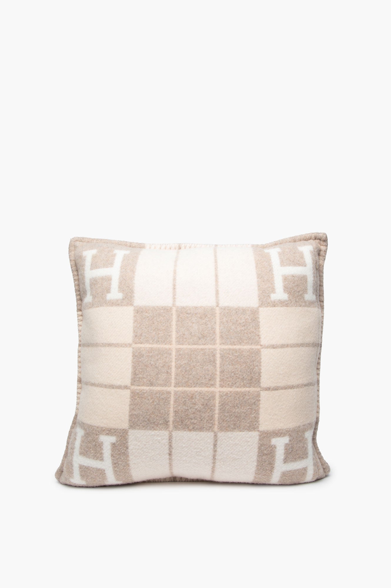 Hermes Beige Wool Pillow