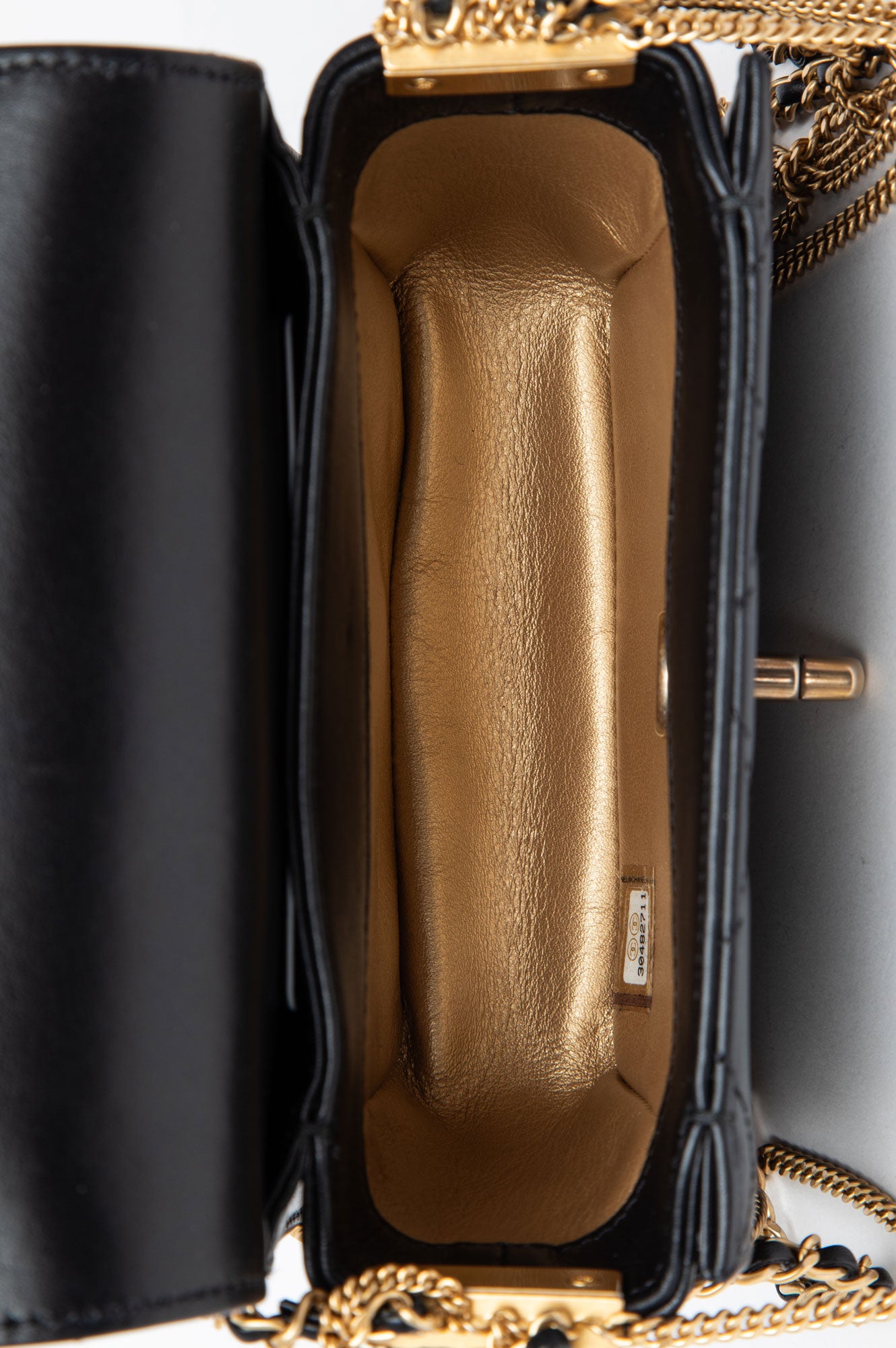 Chanel Black Lambskin Gold Chain Flap Bag