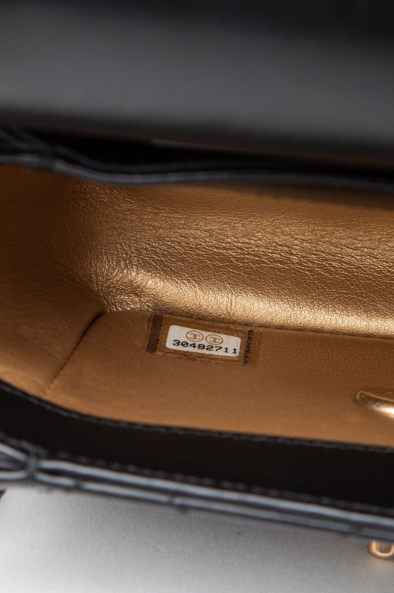 Chanel Black Lambskin Gold Chain Flap Bag