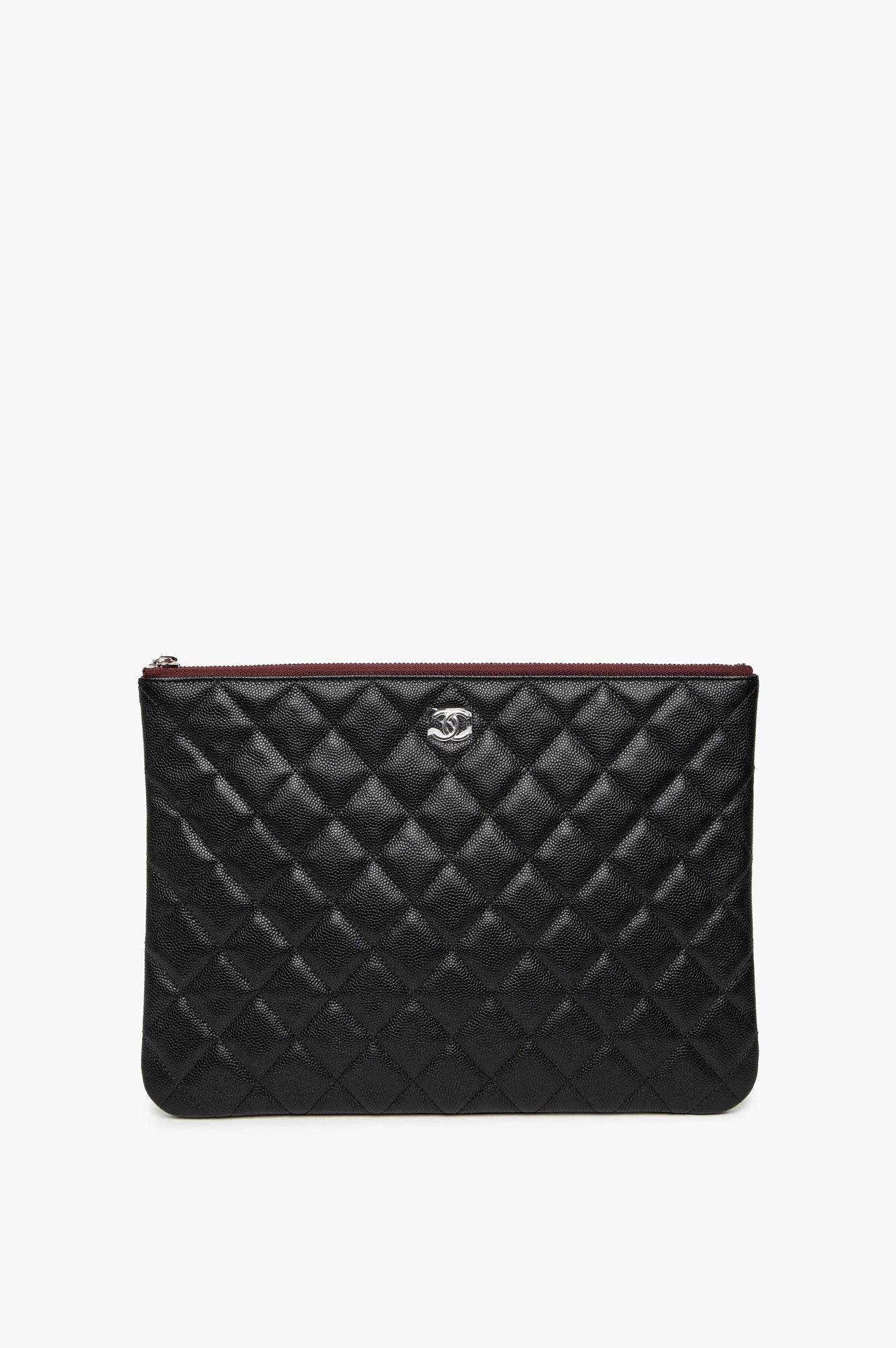 Chanel Black Caviar O- Case Clutch L
