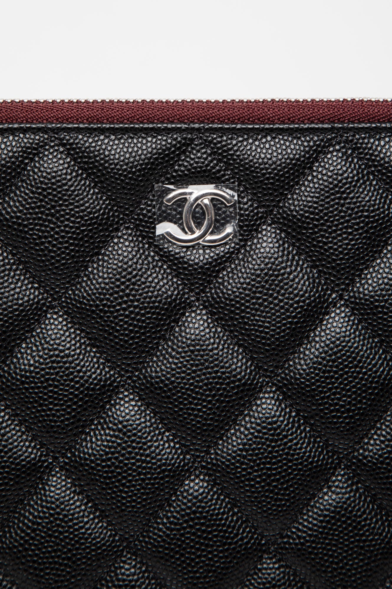 Chanel Black Caviar O- Case Clutch L