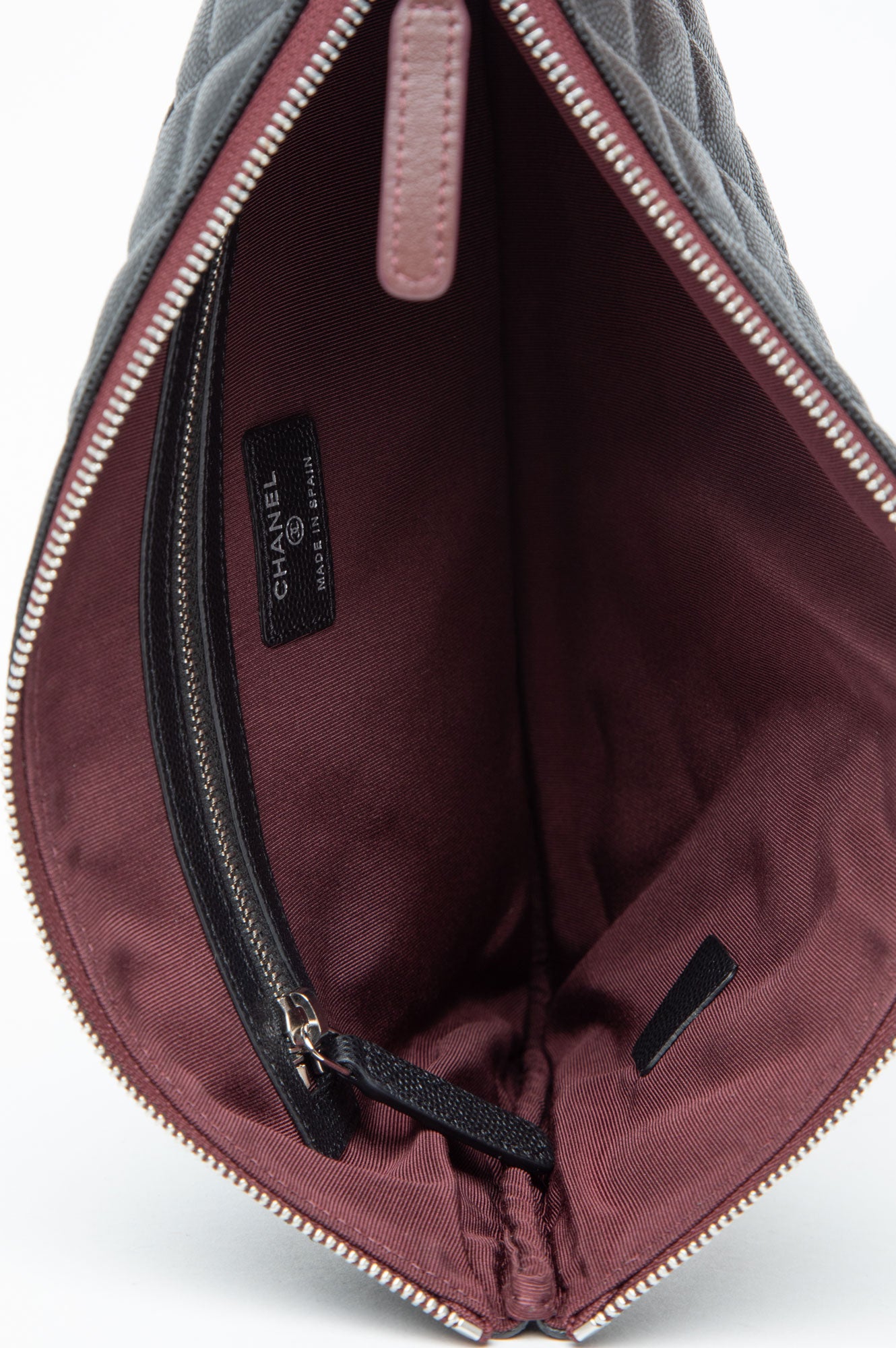 Chanel Black Caviar O- Case Clutch L