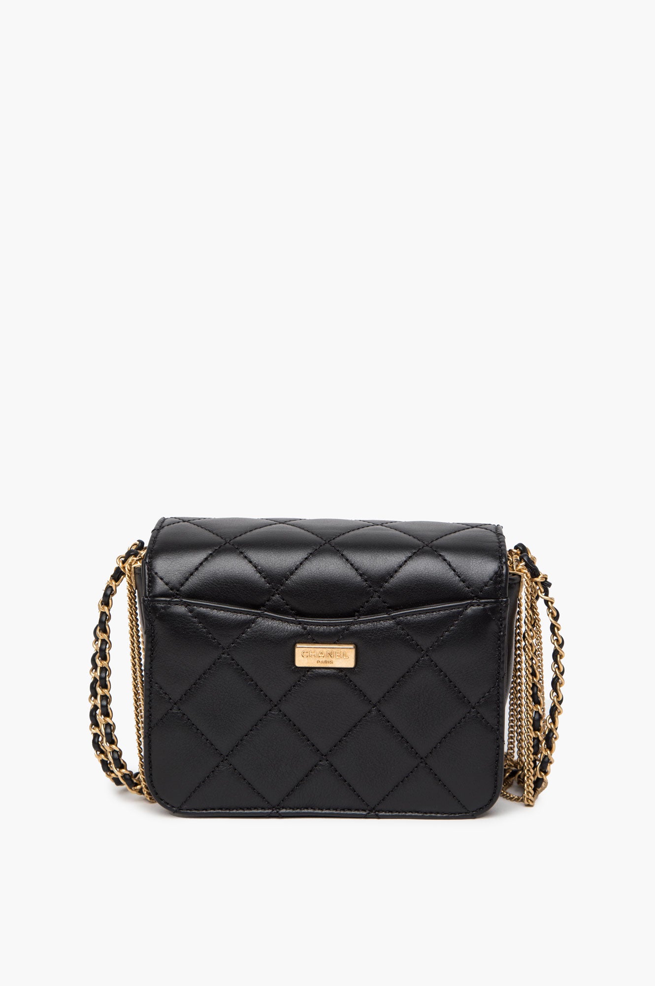 Chanel Black Lambskin Gold Chain Flap Bag