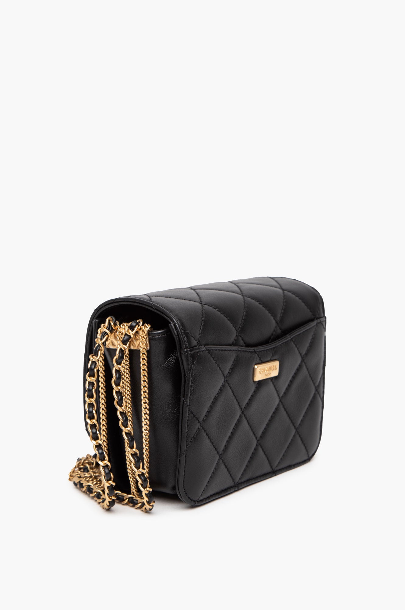 Chanel Black Lambskin Gold Chain Flap Bag