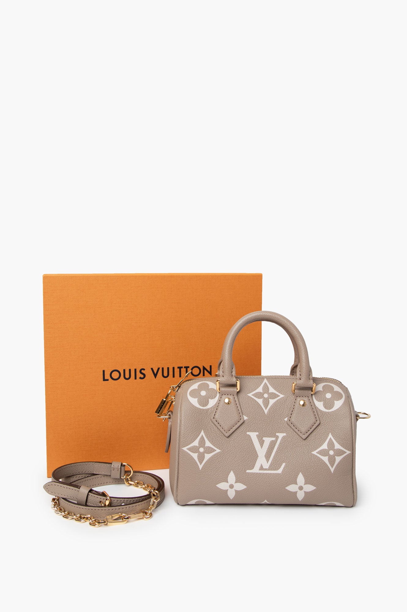 Louis Vuitton Beige Nano Speedy Leather Crossbody Bag