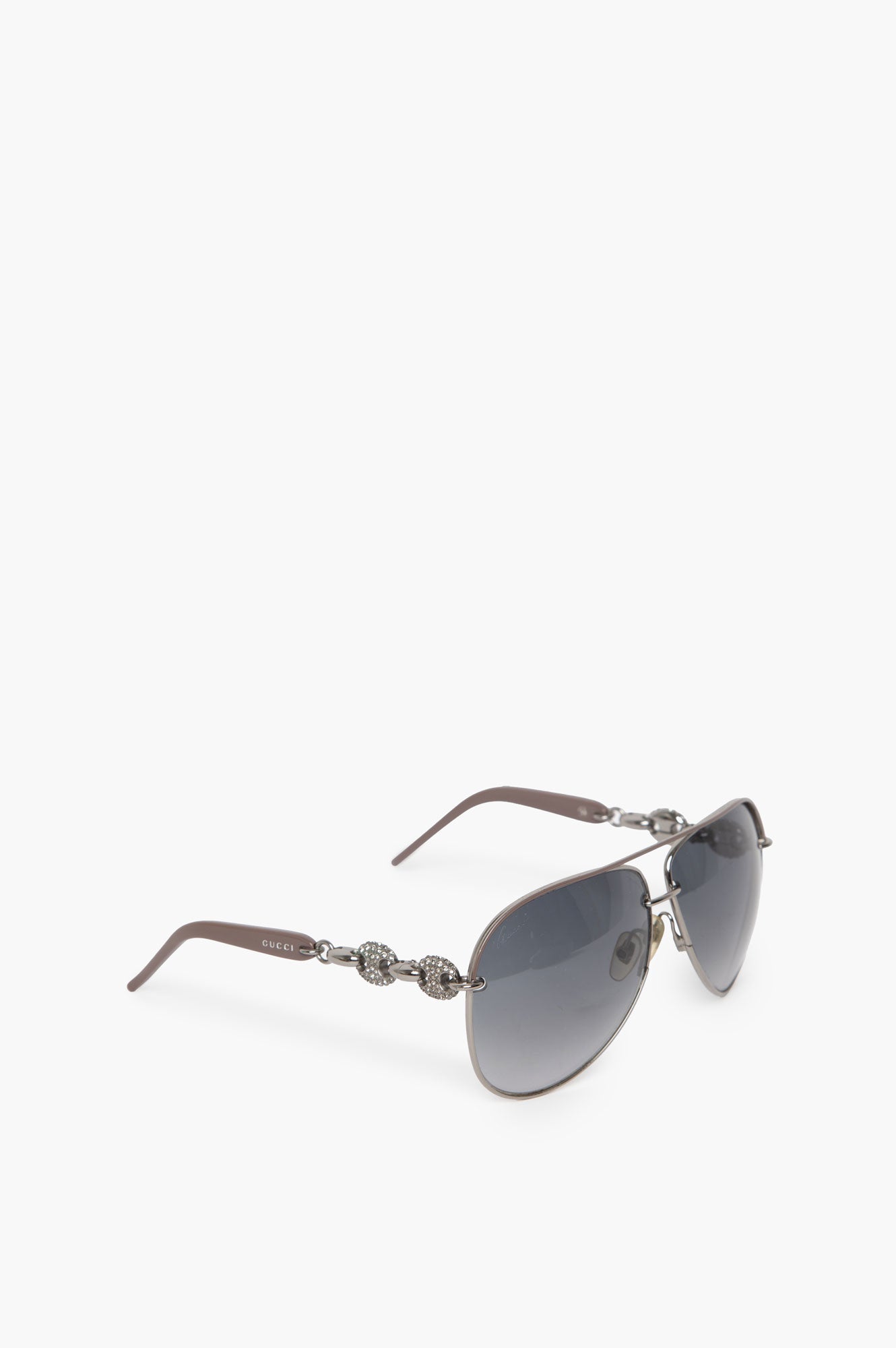 Gucci Silver Pilot-Frame Sunglasses
