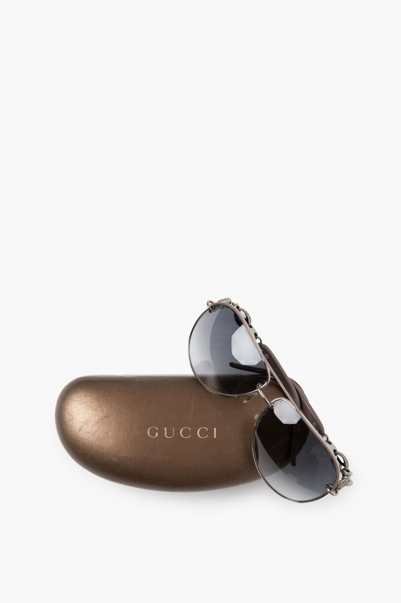 Gucci Silver Pilot-Frame Sunglasses
