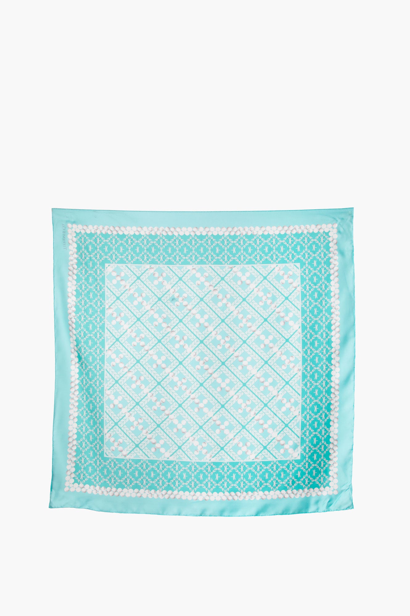 Tiffany & Co Blue Silk Scarf 16"