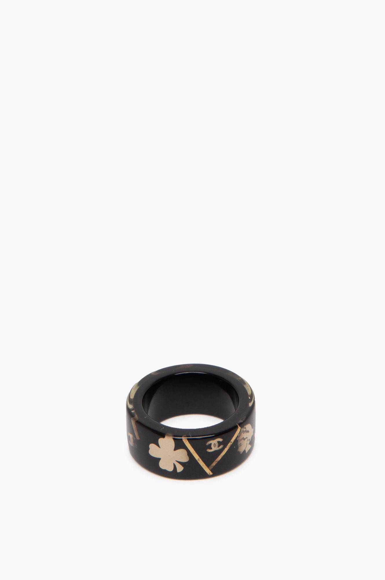 Chanel Black CC Resin Black Ring Size 6