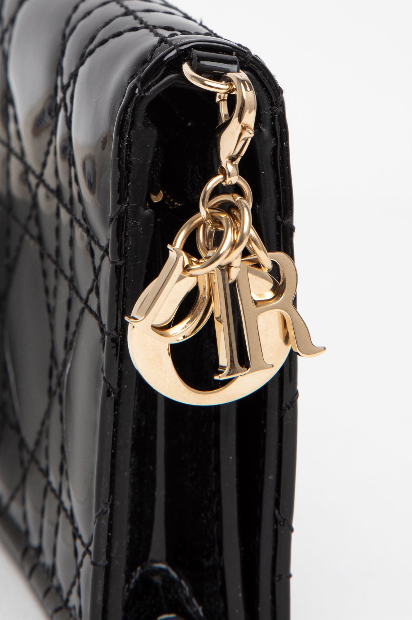 Christian Dior Black Patent Compact Wallet