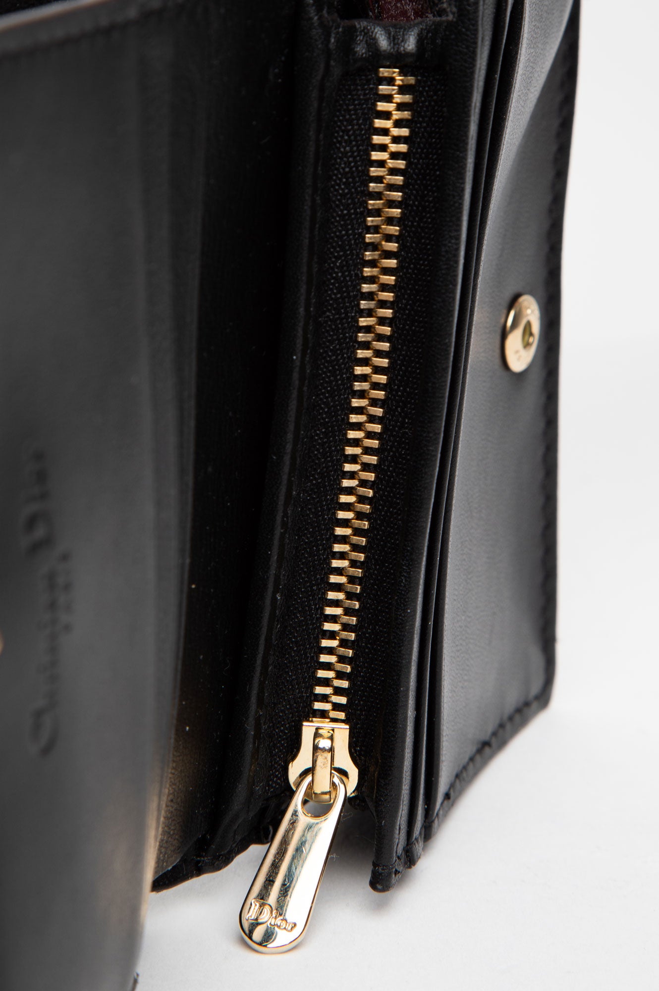 Christian Dior Black Patent Compact Wallet