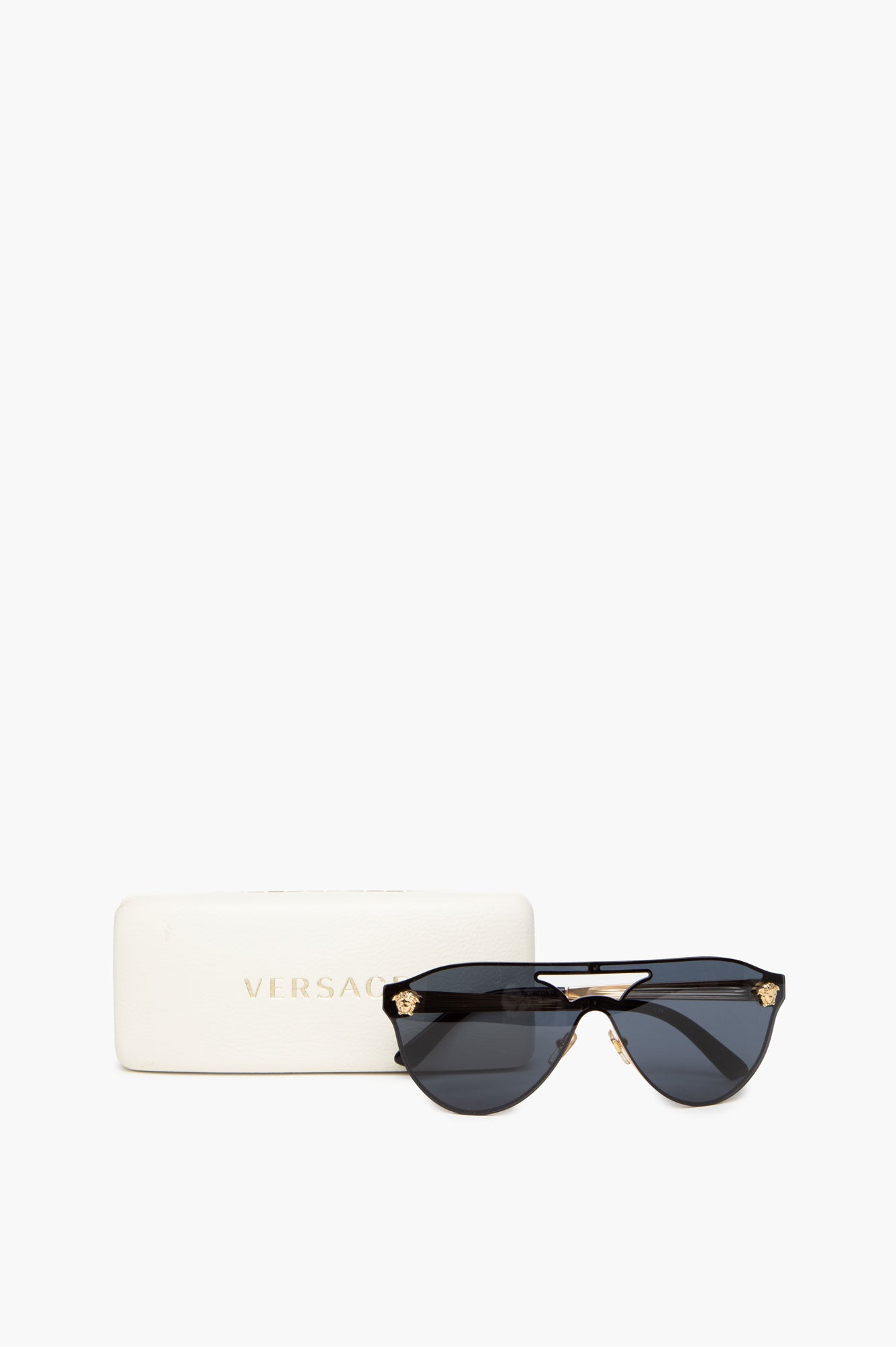 Versace Black Aviator Sunglasses With Strap