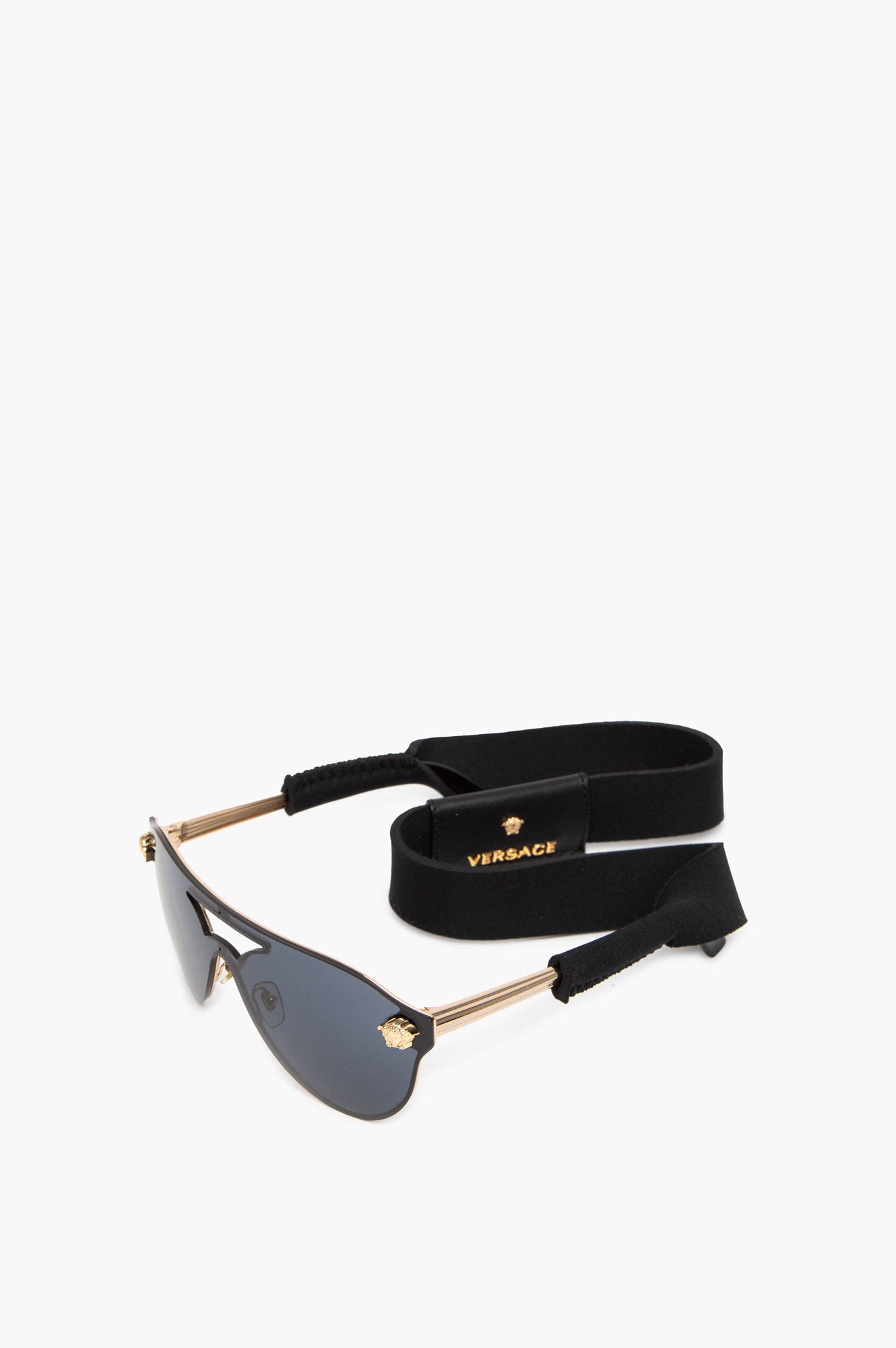 Versace Black Aviator Sunglasses With Strap