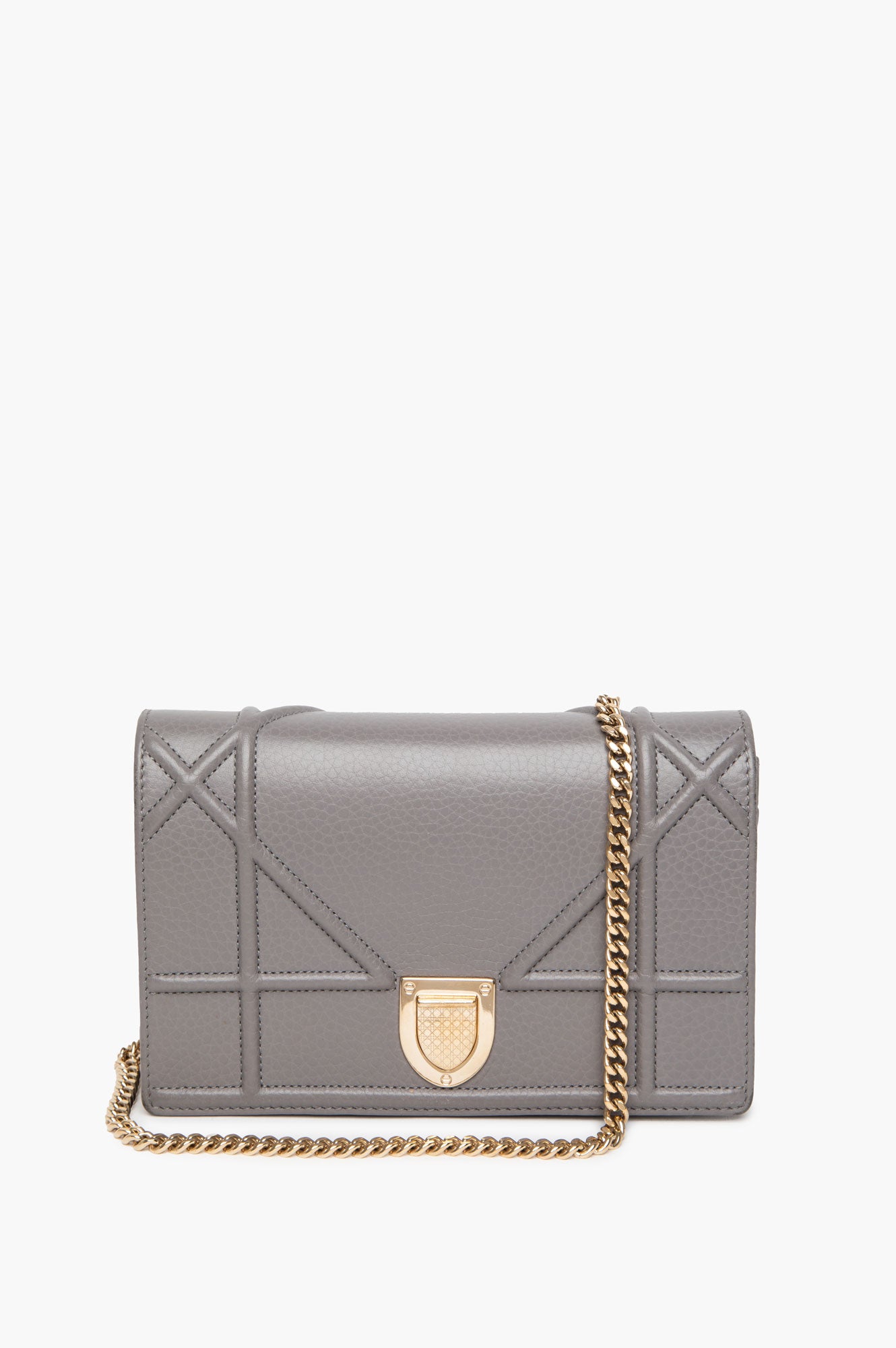 Christian Dior Grey Diorama Wallet on Chain GHW