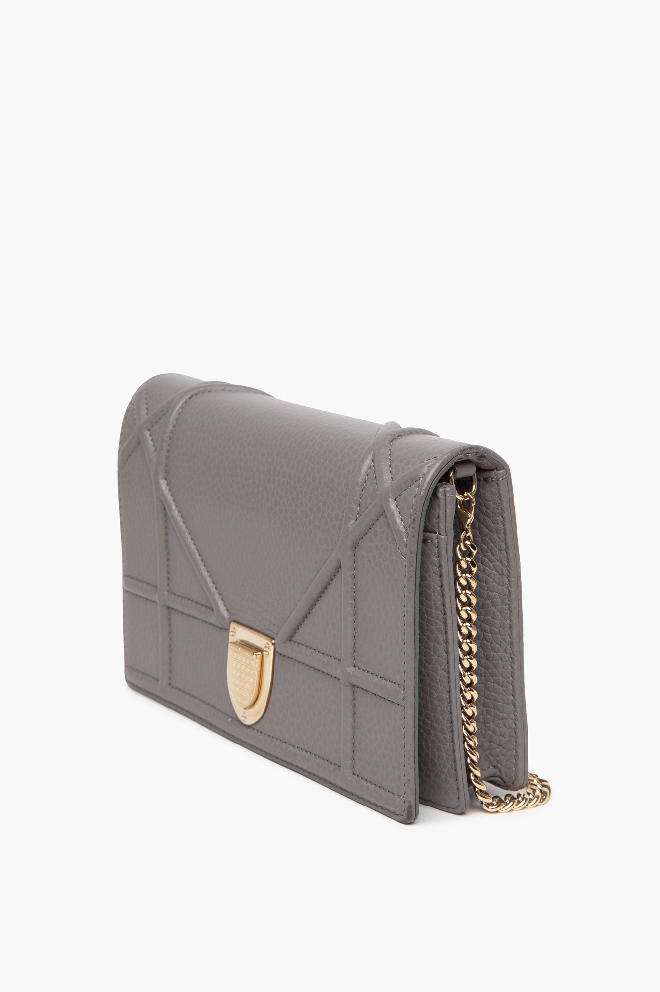 Christian Dior Grey Diorama Wallet on Chain GHW