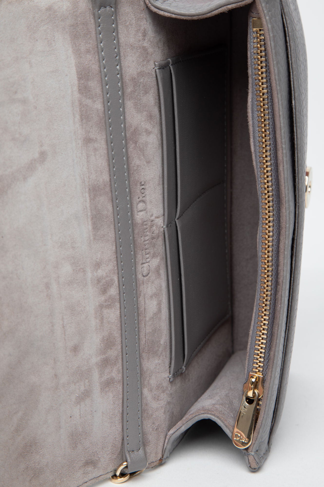 Christian Dior Grey Diorama Wallet on Chain GHW